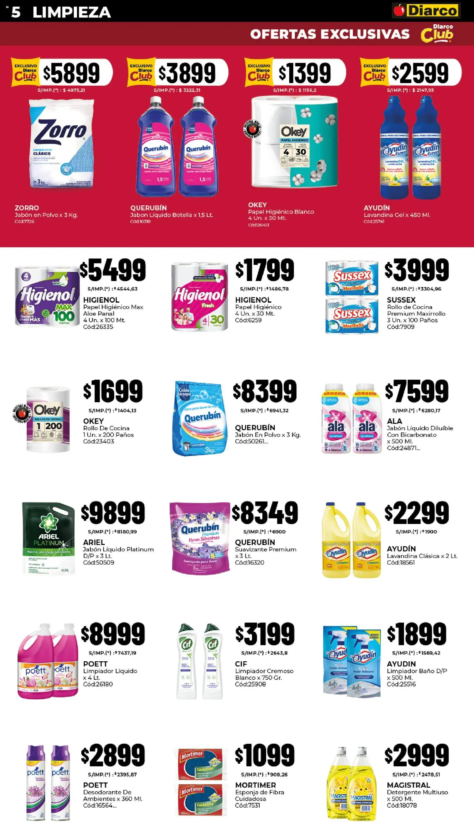 Diarco - Ofertas Pueblo Interior │ válido desde el 23.03.2026 | Página: 5 | Productos: Lavandina, Botella, Baño, Esponja