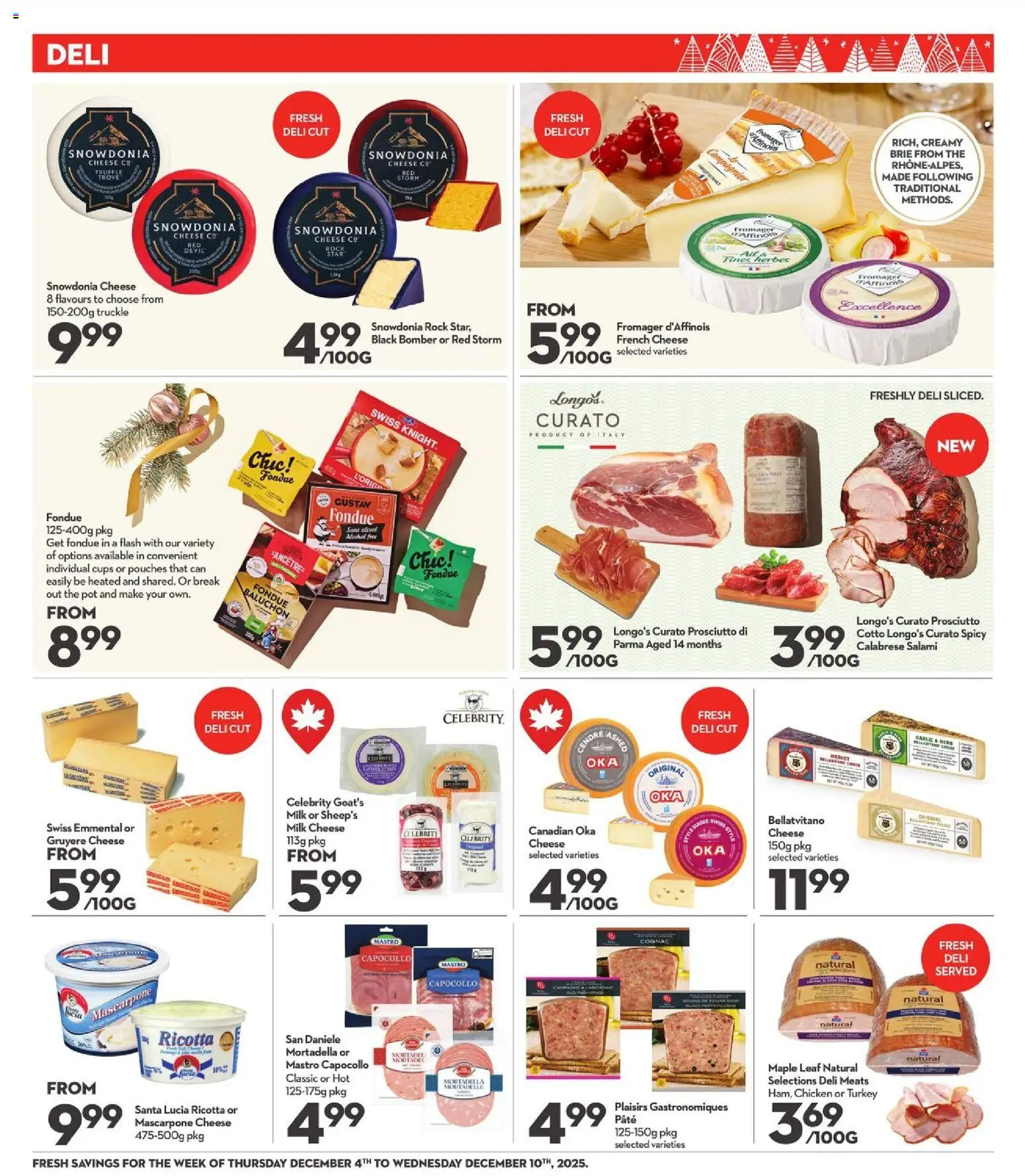 Longo's flyer valid from 04.12.2025 | Page: 9 | Products: Turkey, Milk, Cheese, Salami