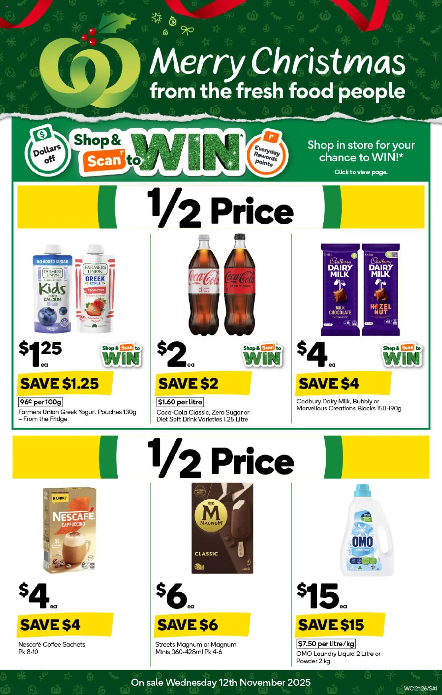 Woolworths catalogue - valid from 12.11.2025 | Page: 1 | Products: Milk, Coffee, Sugar, Laundry