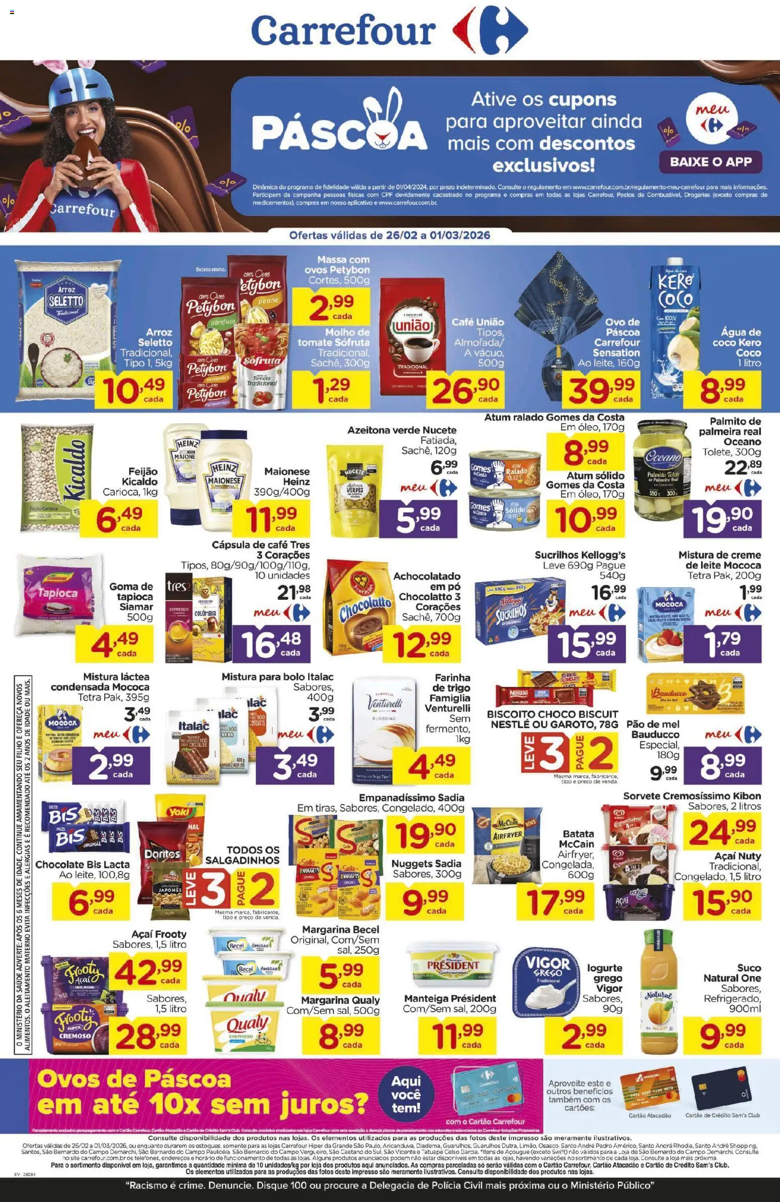 Carrefour Folheto - válido de 26.02.2026 | Página: 1 | Produtos: Feijão, Achocolatado, Óleo, Mel