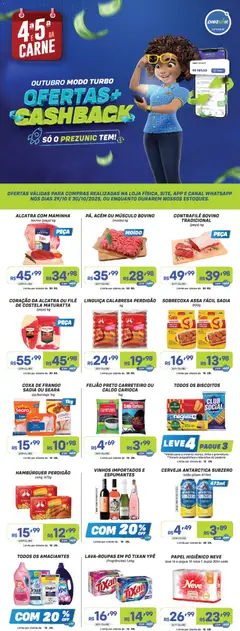 Encarte Prezunic - Pré-Visualização do folheto da loja Prezunic, válido de 29.10.2025 | Página: 1 | Produtos: Feijão, Alcatra, Cerveja, Hambúrguer