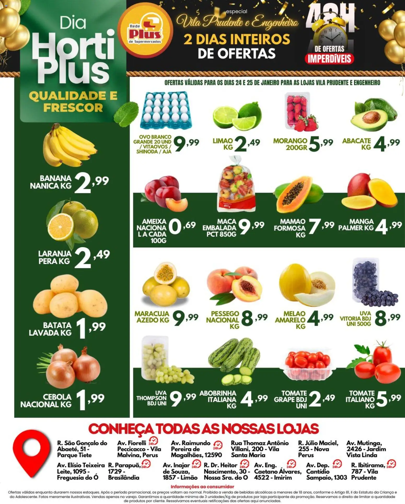 Rede Plus Supermercados Folheto - válido de 23.01.2026 | Página: 4 | Produtos: Melão, Pêssego, Mamão, Batata