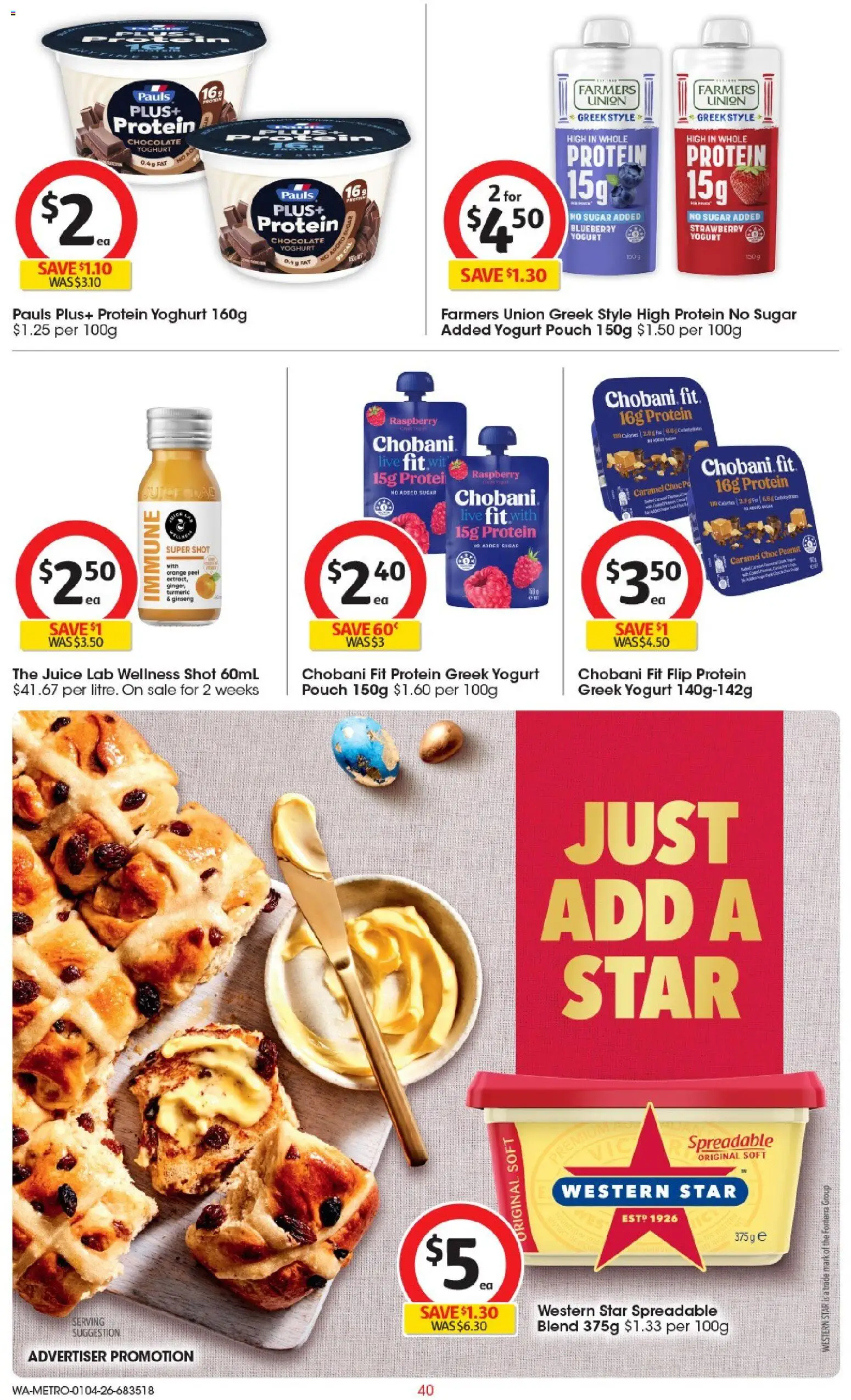 Coles catalogue - valid from 01.04.2026 | Page: 40 | Products: Yoghurt, Juice, Sugar, Raspberry