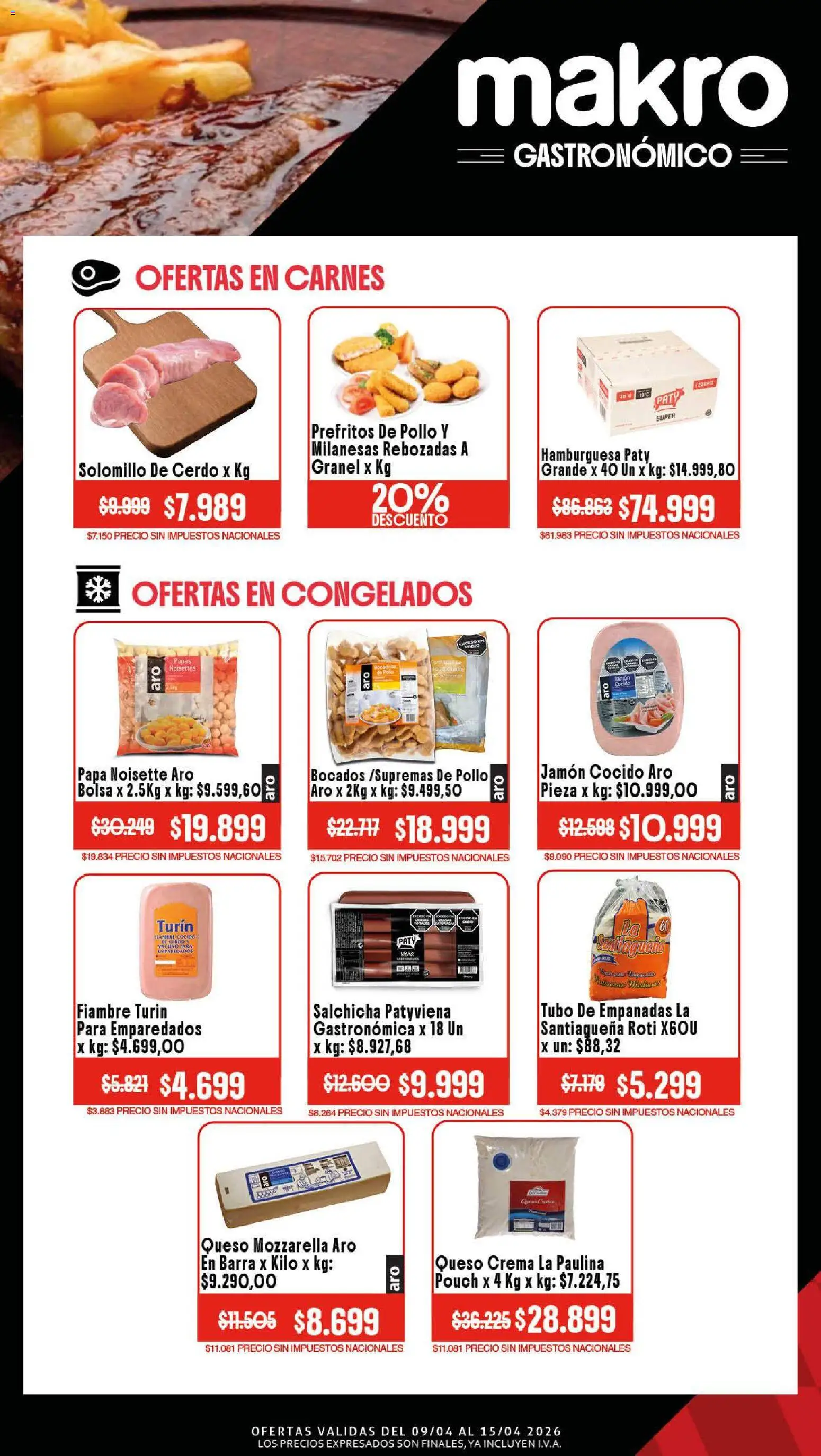 Makro Ofertas GASTRONÓMICO │ válido desde el 09.04.2026 | Página: 2 | Productos: Bolsa, Jamón cocido, Papa, Jamón