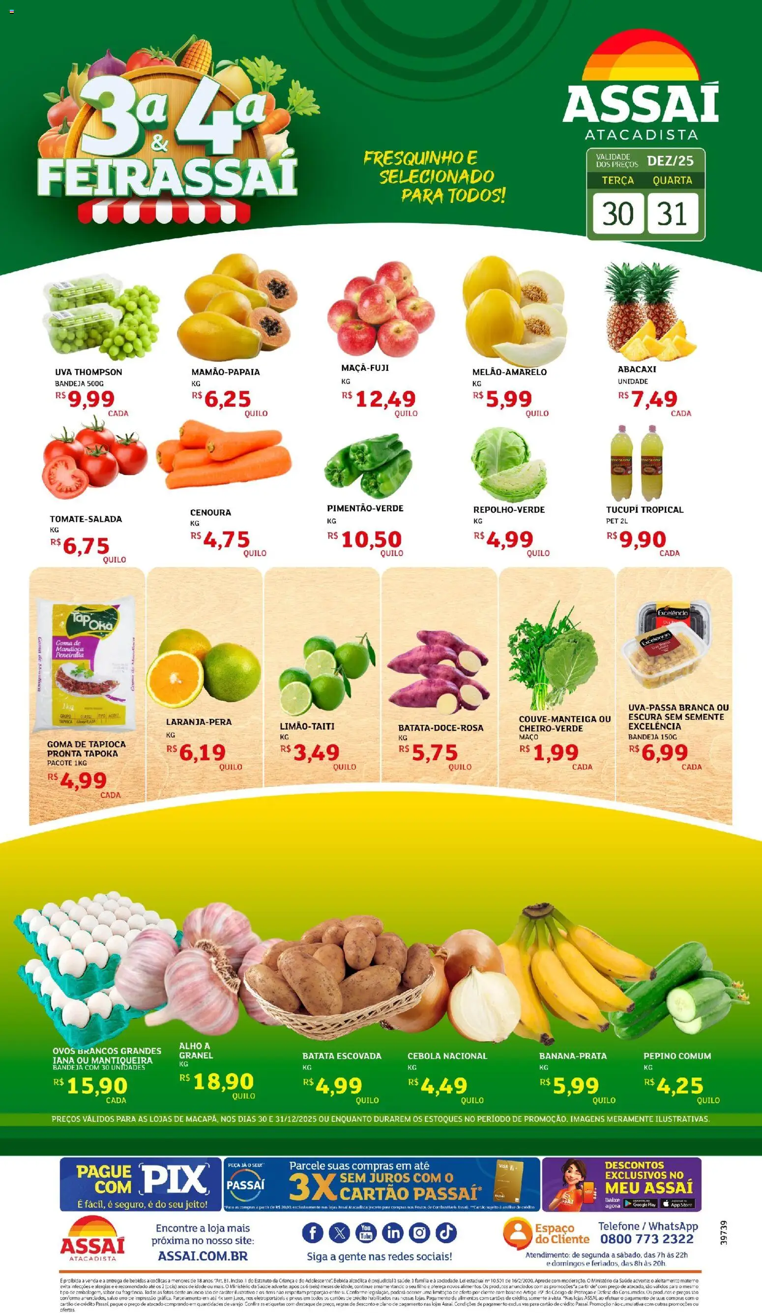 Assaí Atacadista Folheto - válido de 30.12.2025 | Página: 1 | Produtos: Cebola, Tapioca, Pneus, Cenoura