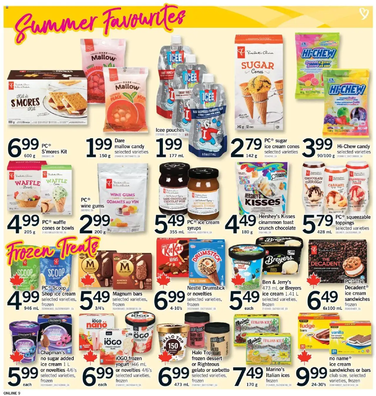 Fortinos flyer valid from 31.07.2025 | Page: 9 | Products: Ice cream, Yogurt, Chocolate, Wine