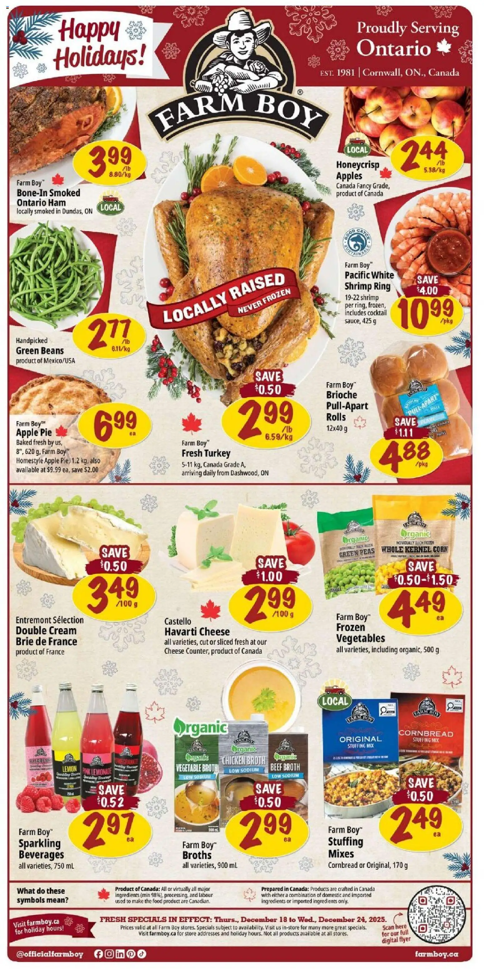 Farm Boy flyer valid from 18.12.2025 | Page: 1 | Products: Beef, Cream, Turkey, Cheese