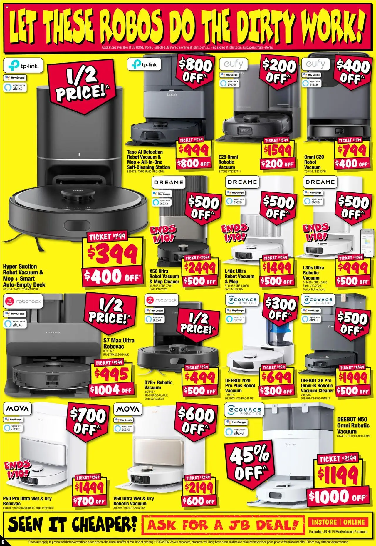JB Hi-Fi catalogue - valid from 25.09.2025 | Page: 6 | Products: Mop, Cleaner, Device, Robot