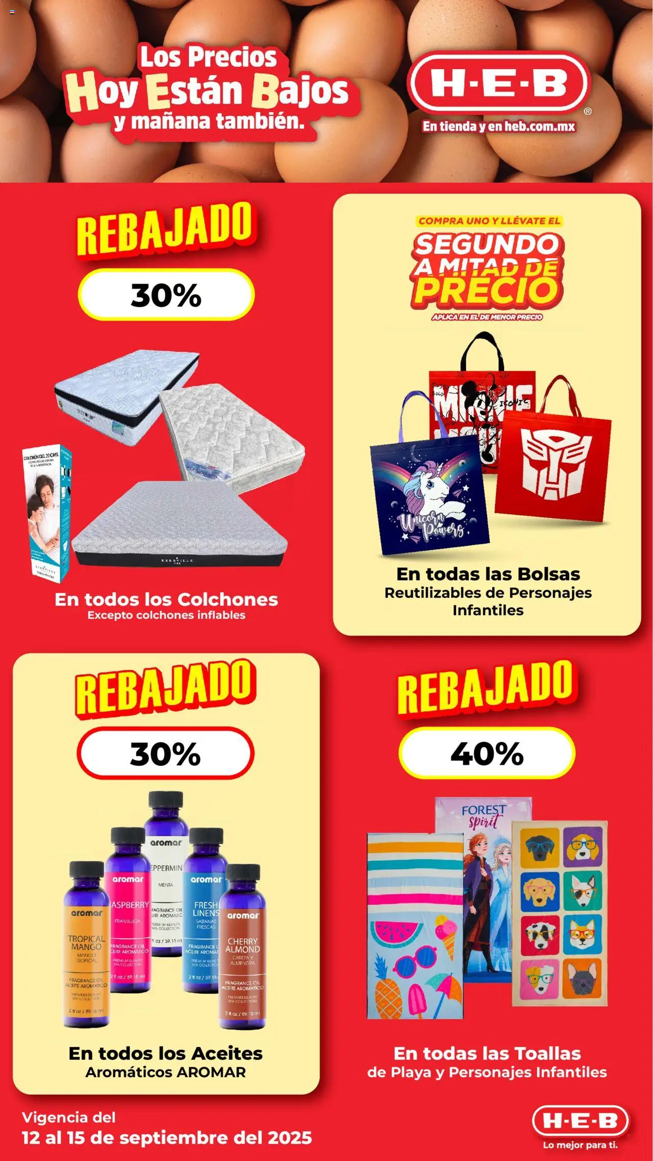 Nuevas ofertas de H-E-B válidas en toda la República Mexicana desde el 12.09.2025. ¡Encuentra las mejores ofertas en H-E-B - Folleto! | Página: 14 | Productos: Aceite, Colchón, Sabanas, Toallas