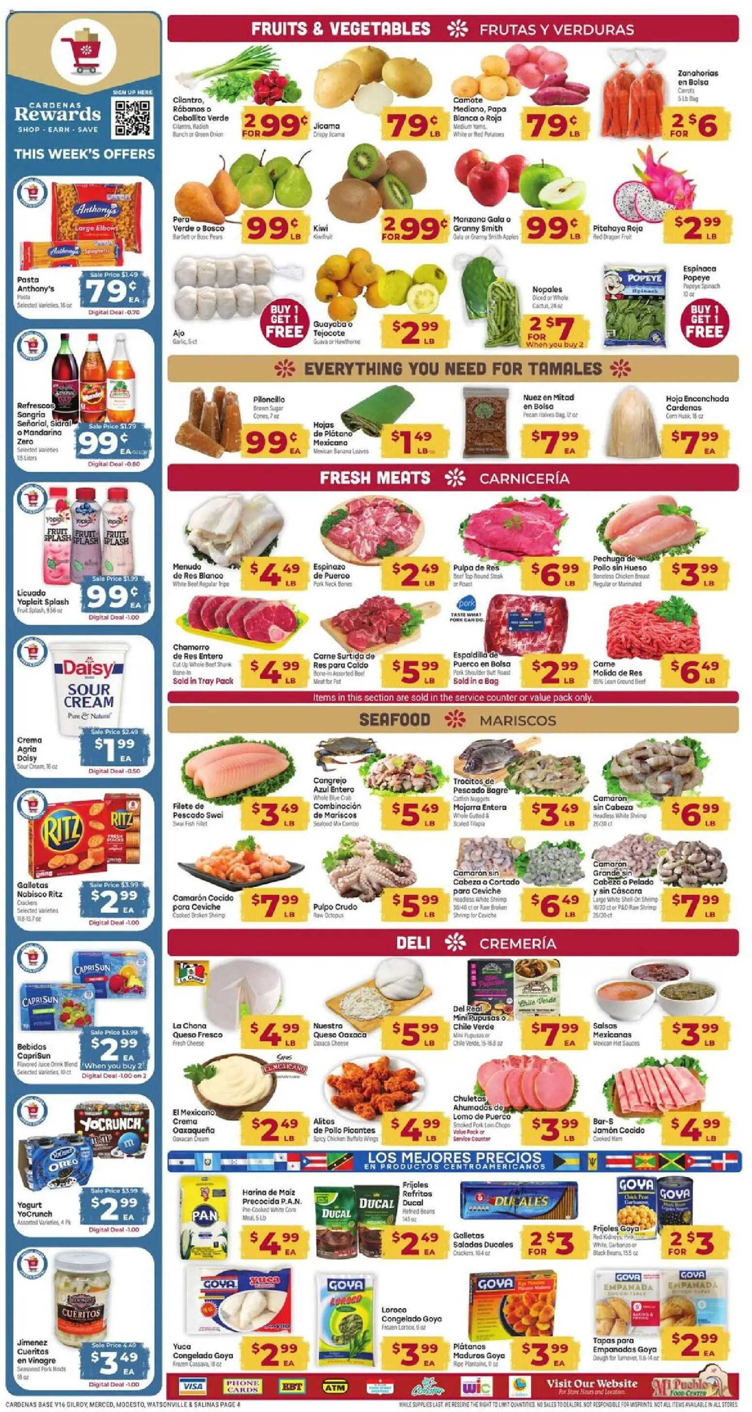 Cardenas Weekly Ad - CA - valid from 28.11.2025 | Page: 4 | Products: Spinach, Pork, Apples, Fish