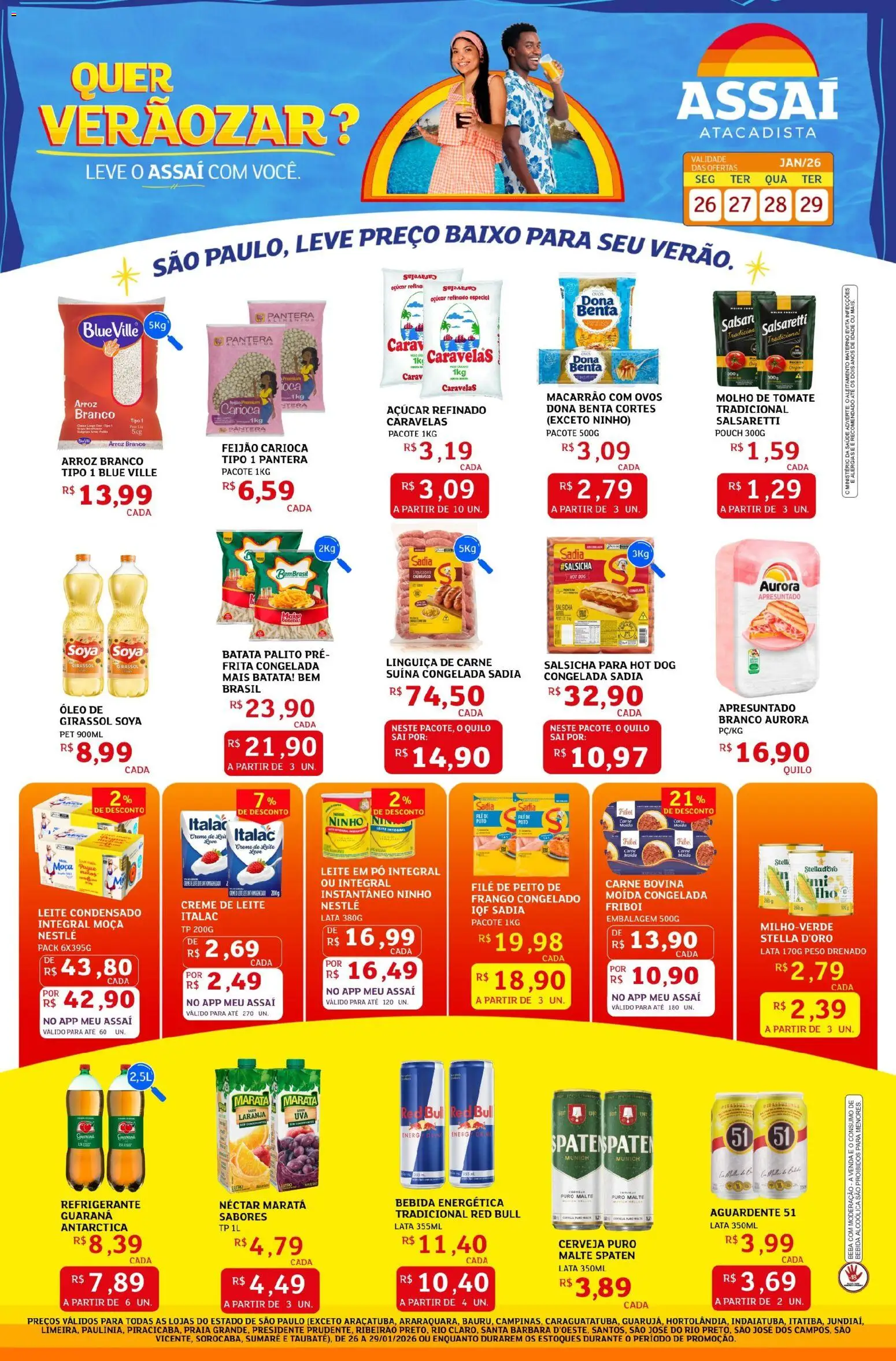 Assaí Atacadista Folheto - válido de 26.01.2026 | Página: 1 | Produtos: Ovos, Arroz, Batata, Leite em pó