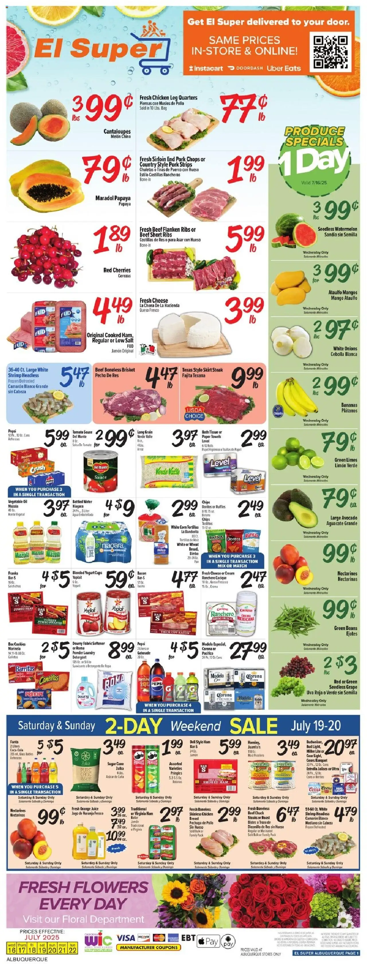 El Super Weekly Ad - NM - valid from 16.07.2025 | Page: 1 | Products: Yogurt, Ham, Juice, Cookies