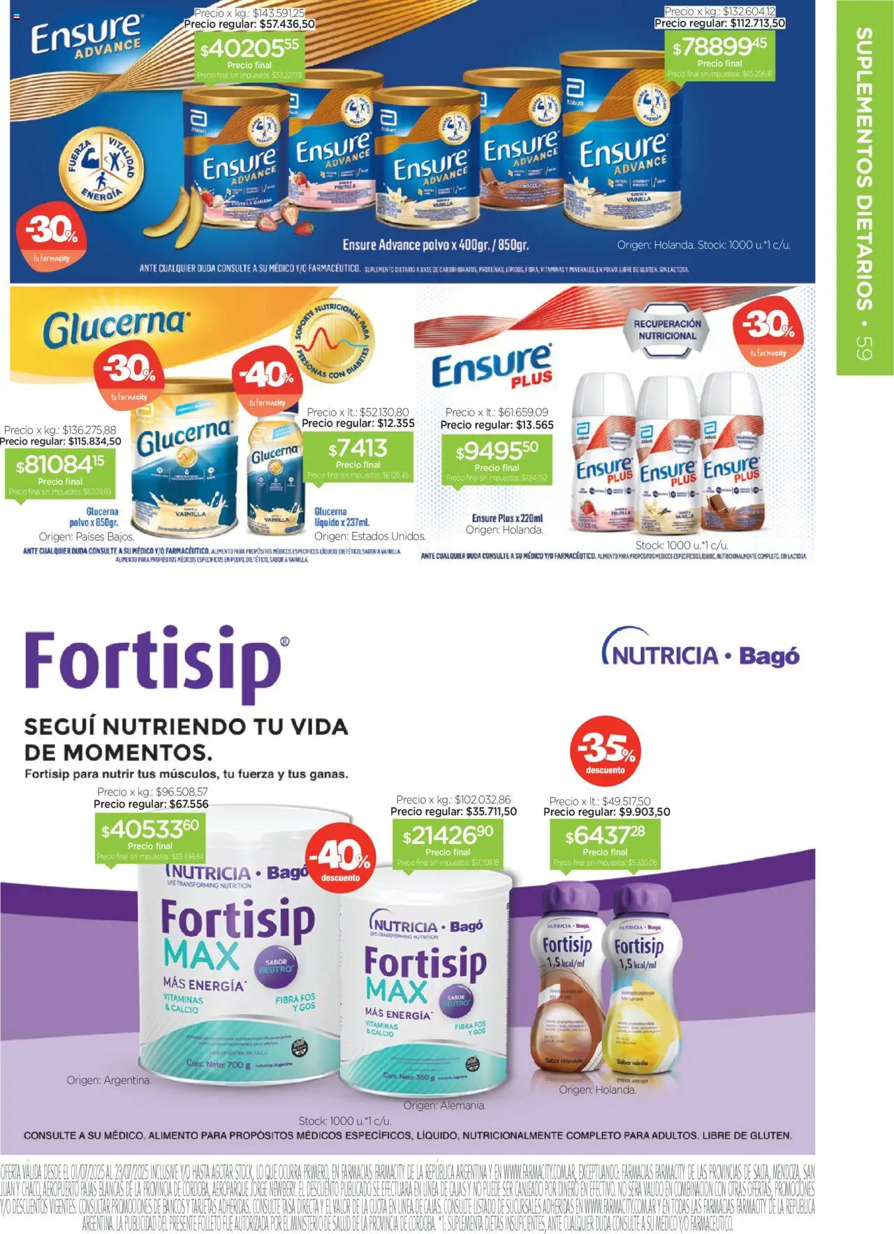 Farmacity catálogo │ válido desde el 01.07.2025 | Página: 59 | Productos: Vitaminas, Suplemento dietario, Polvo, Chocolate