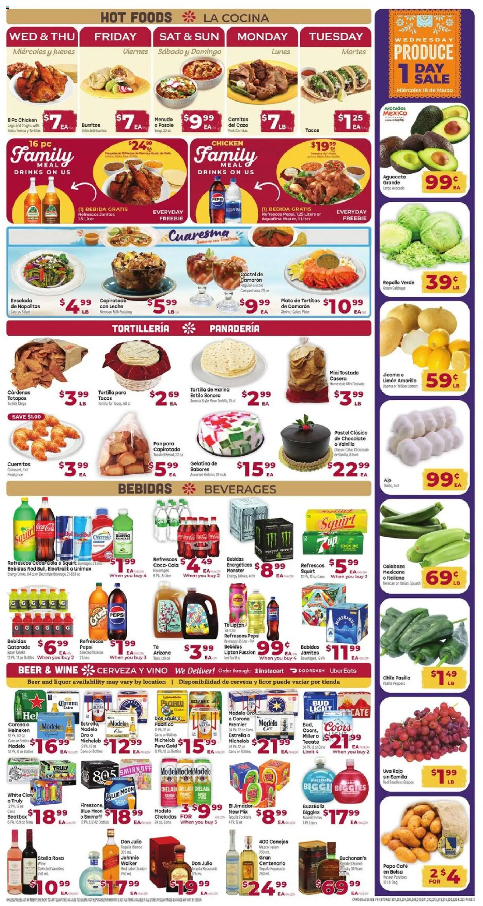 Cardenas Weekly Ad - valid from 18.03.2026 | Page: 3 | Products: Squash, Chocolate, Beer, Bag