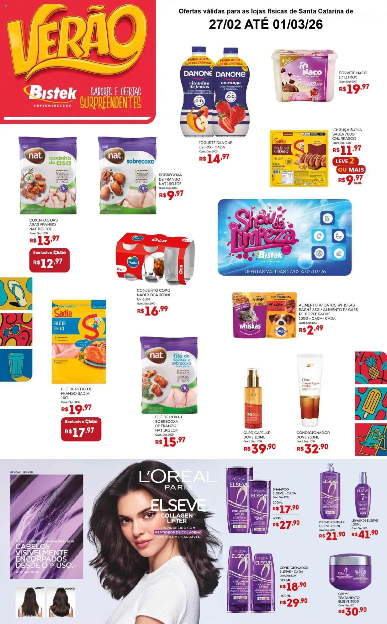 Bistek Supermercados Folheto - válido de 27.02.2026 | Página: 2 | Produtos: Creme, Sorvete, Dove, Frango