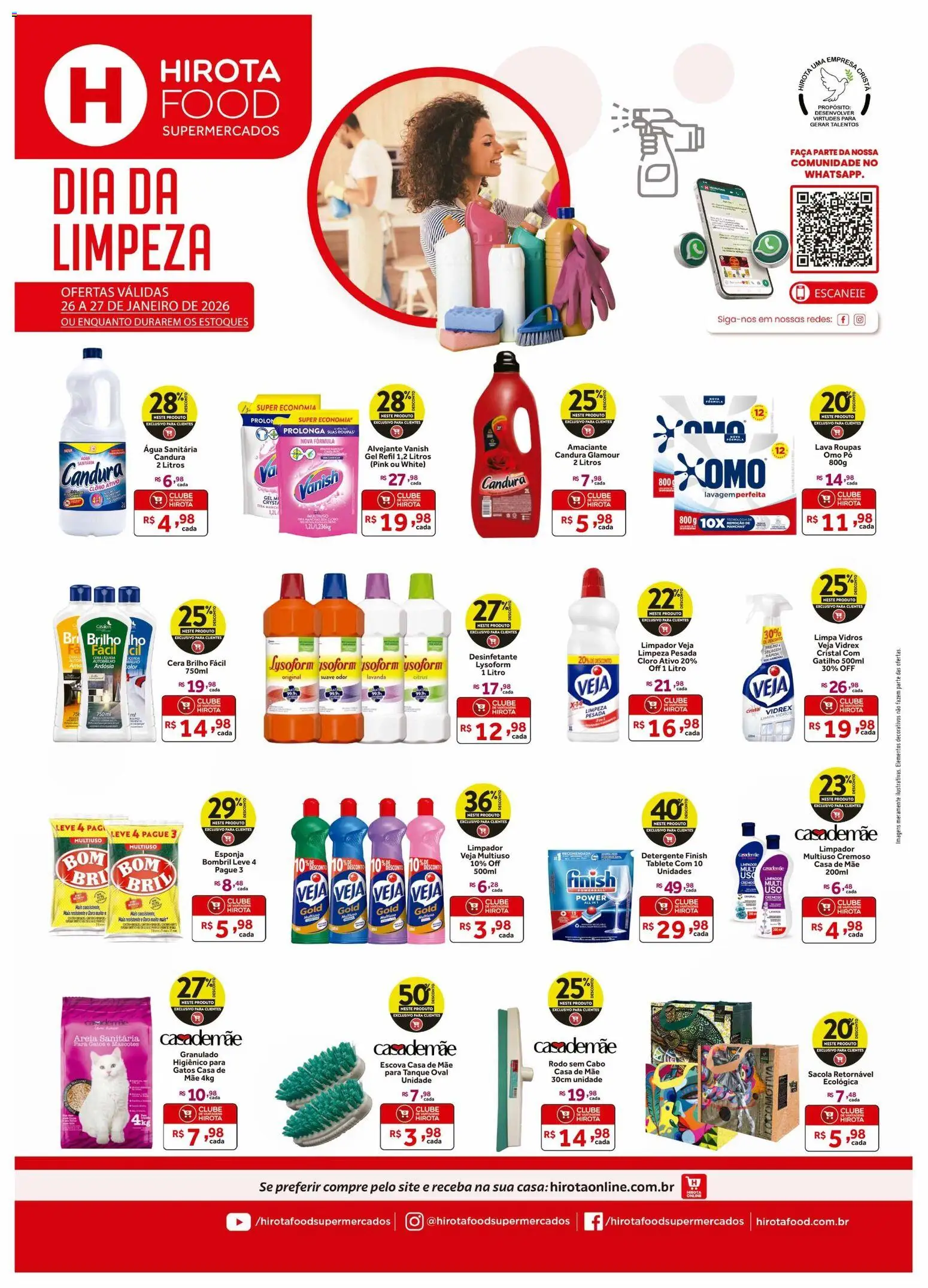 Hirota Food Folheto - válido de 26.01.2026 | Página: 1 | Produtos: Cloro, Limpa vidros, Amaciante, Água sanitária