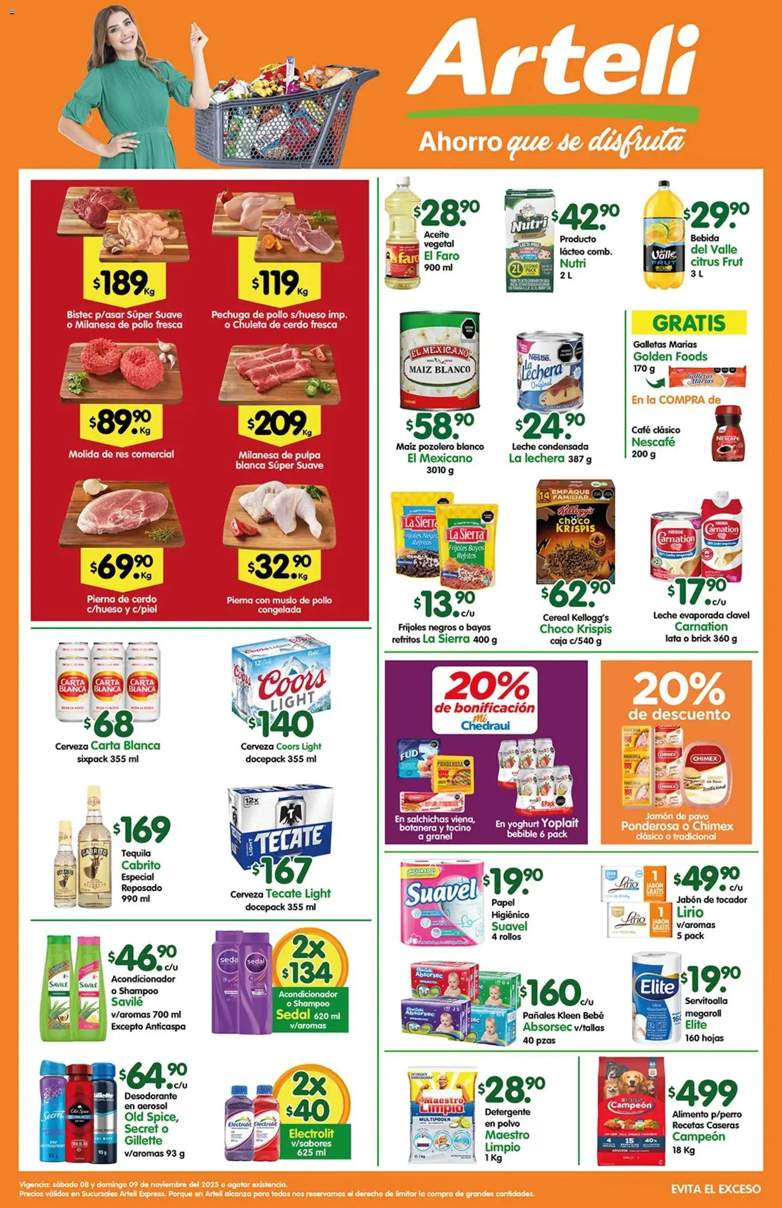 Nuevas ofertas de Arteli válidas en toda la República Mexicana desde el 08.11.2025. ¡Encuentra las mejores ofertas en Arteli folleto Express! | Página: 1 | Productos: Pollo, Cerdo, Galletas, Jabón