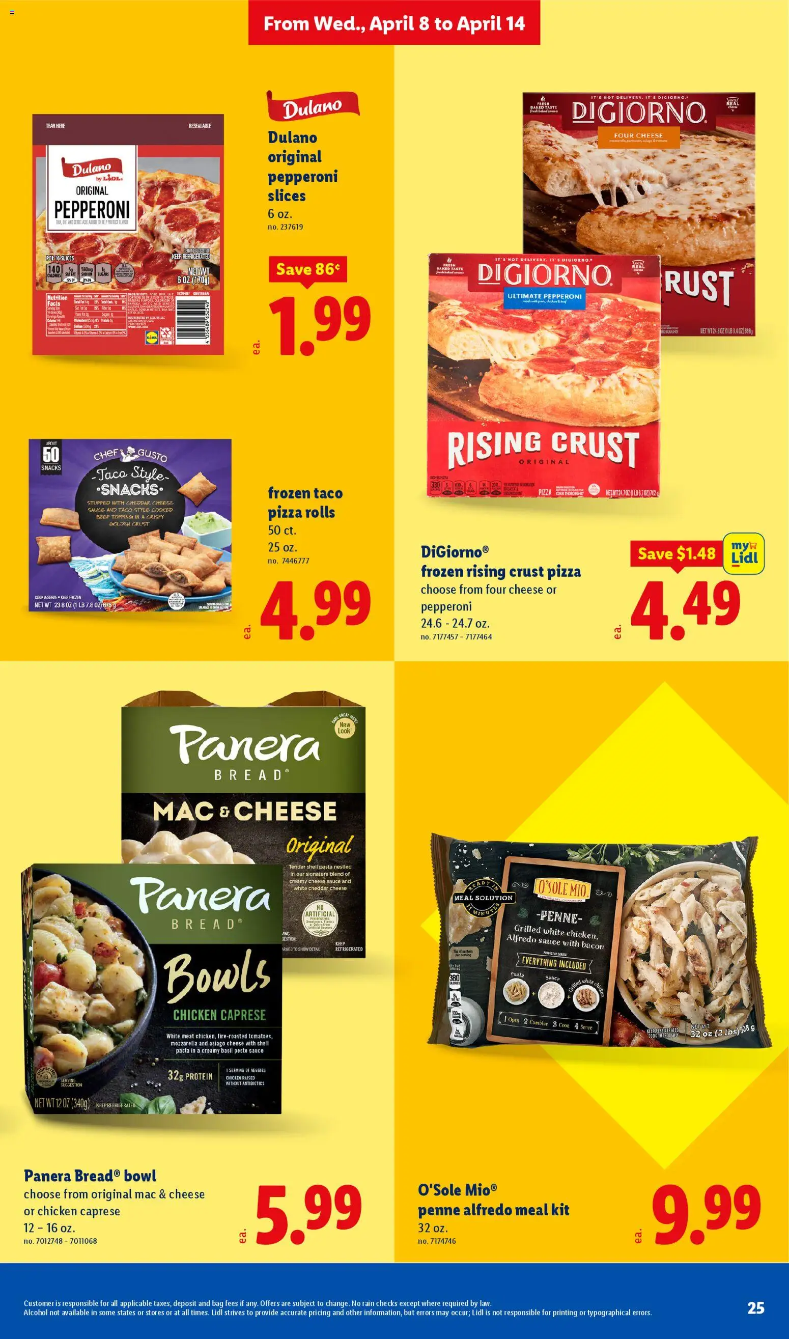 Lidl Weekly Ad - valid from 08.04.2026 | Page: 25 | Products: Cheese, Pizza, Pasta, Sauce