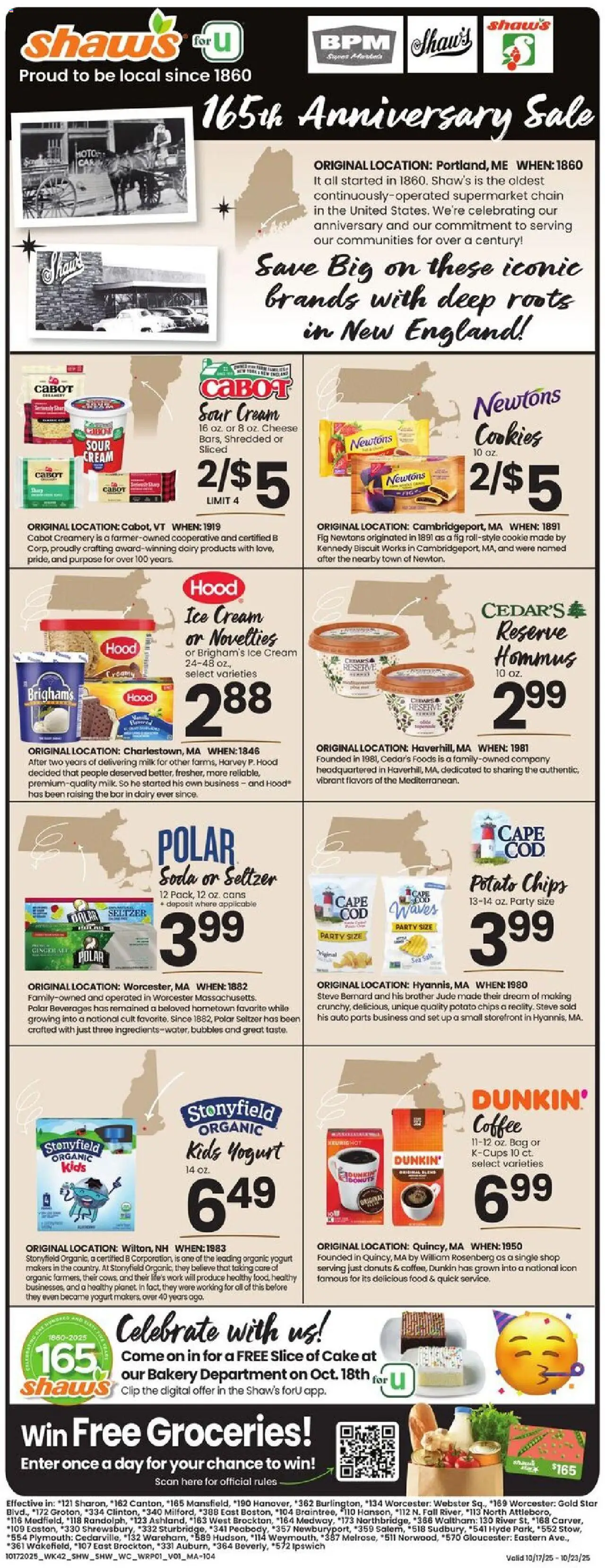 Shaw's Weekly Ad - valid from 17.10.2025 | Page: 1 | Products: Bakery, Clip, Cheese, Yogurt