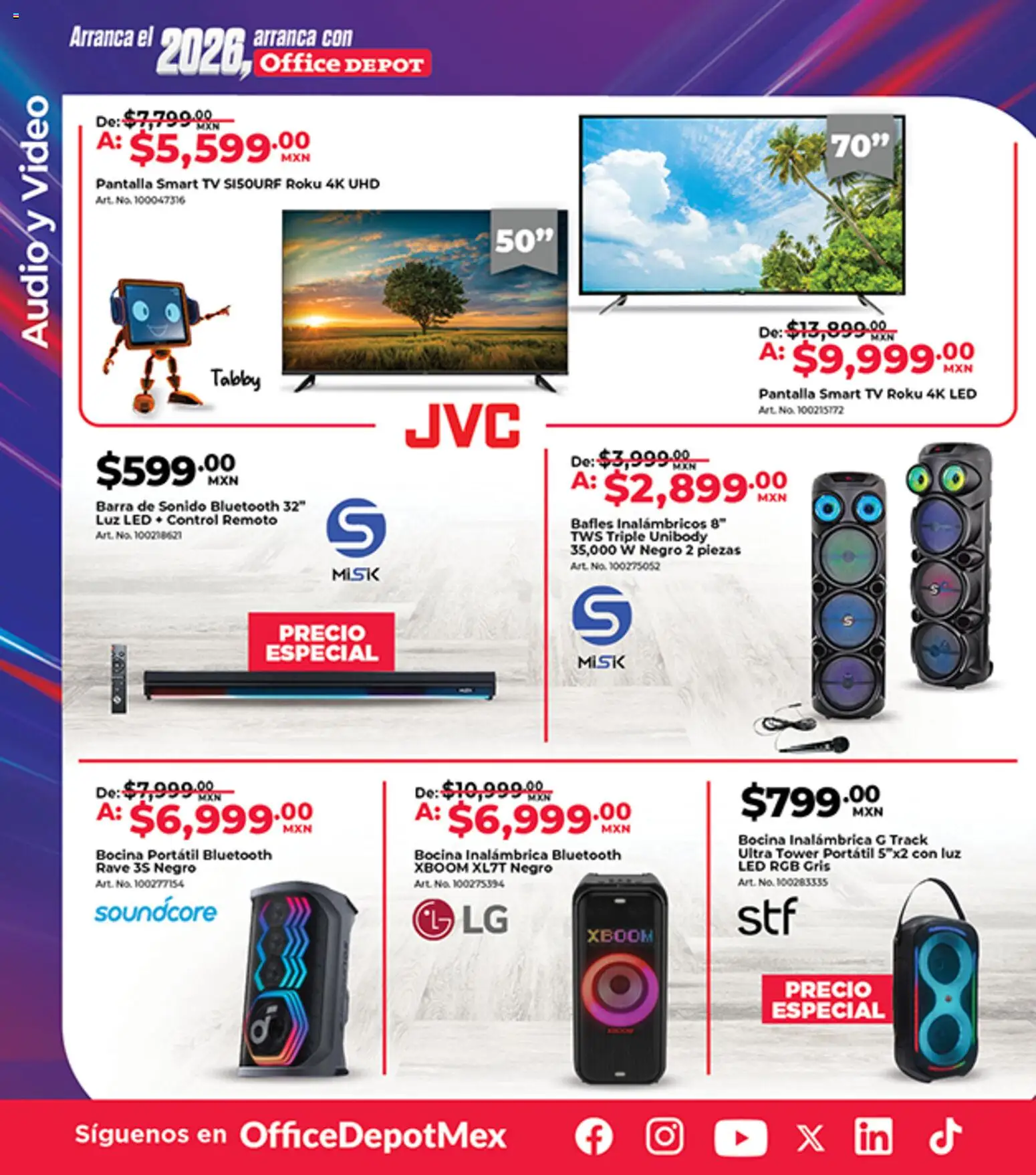Nuevas ofertas de Office Depot válidas en toda la República Mexicana desde el 01.02.2026. ¡Encuentra las mejores ofertas en Office Depot catálogo! | Página: 6 | Productos: Audio, Bocina, Barra, Video