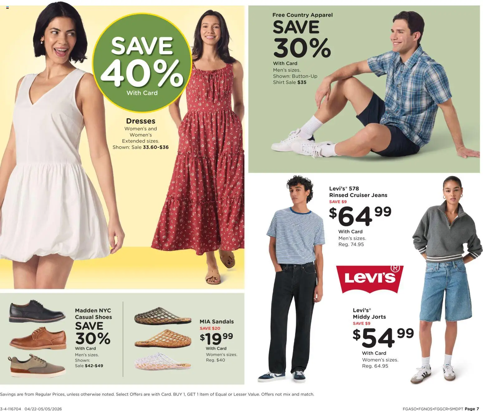 Fred Meyer Home & Apparel - valid from 22.04.2026 | Page: 7 | Products: Shirt, Sandals, Jeans