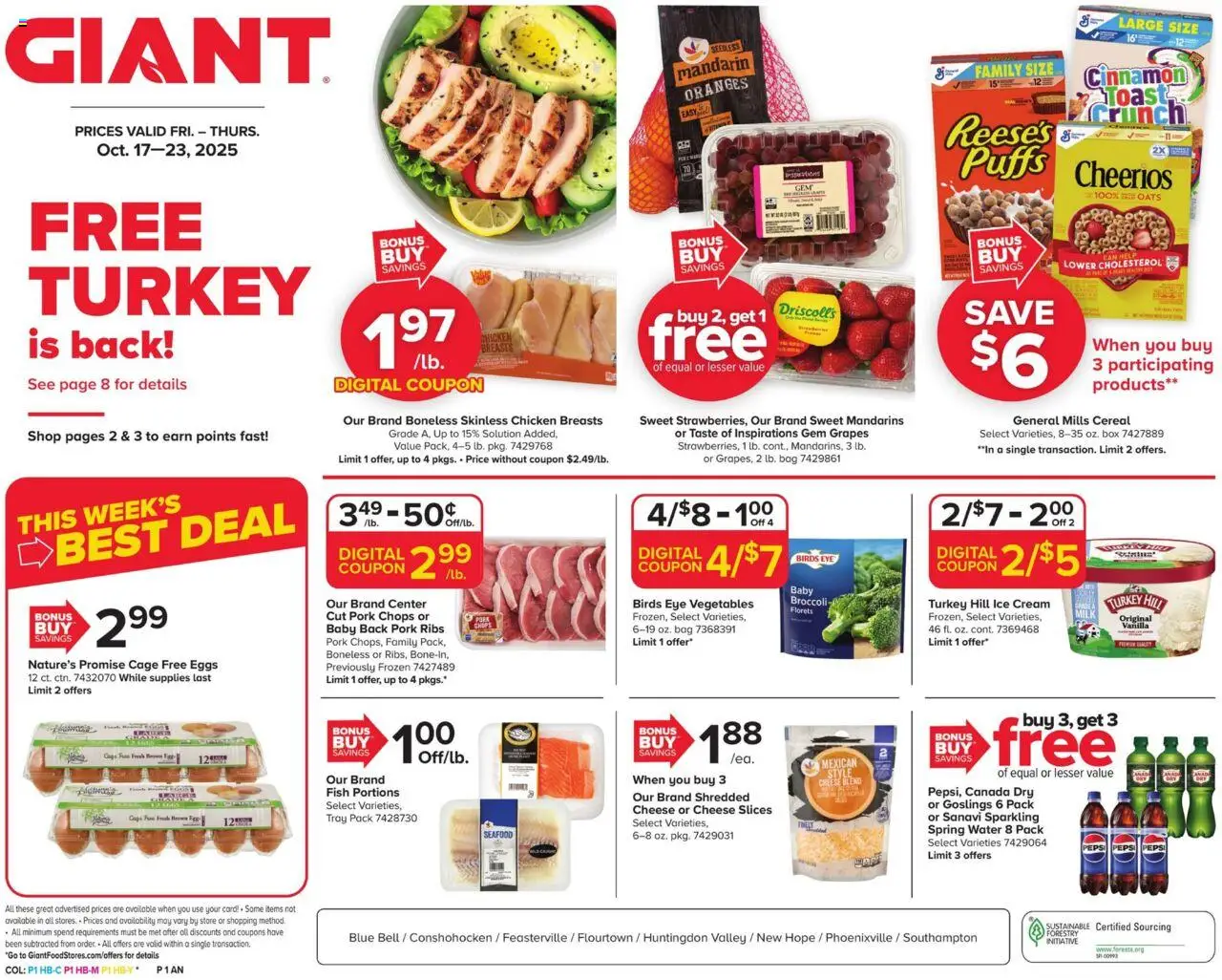 Giant Weekly Ad - valid from 17.10.2025 | Page: 1 | Products: Broccoli, Box, Oranges, Vegetables