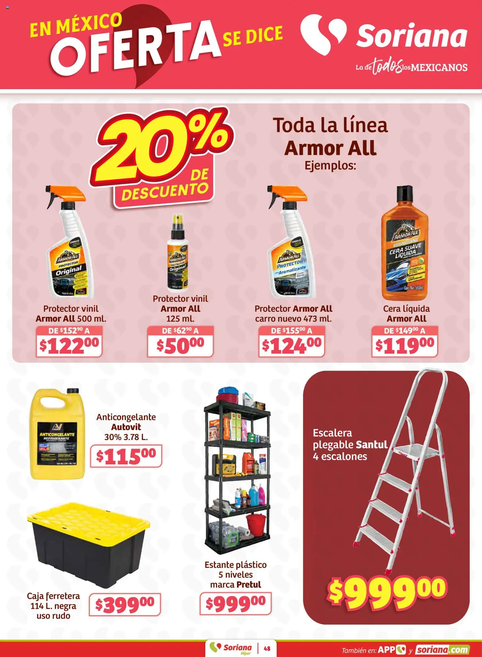 Nuevas ofertas de Soriana válidas en toda la República Mexicana desde el 15.01.2026. ¡Encuentra las mejores ofertas en Soriana - Preciazazaso Híper: Frontera BCN, Son! | Página: 48 | Productos: Estante, Cera, Escalera, Caja