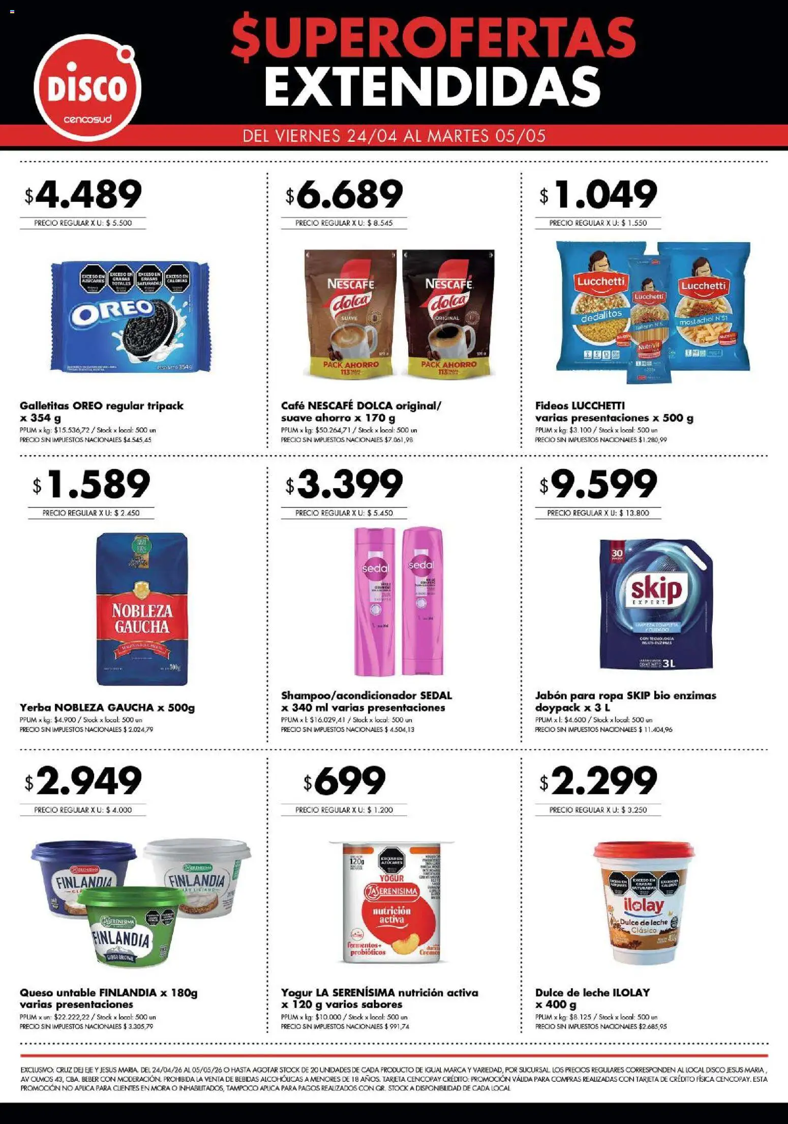 Disco - Super Ofertas Extendidas │ válido desde el 24.04.2026 | Página: 2 | Productos: Disco, Ropa, Queso, Yogur