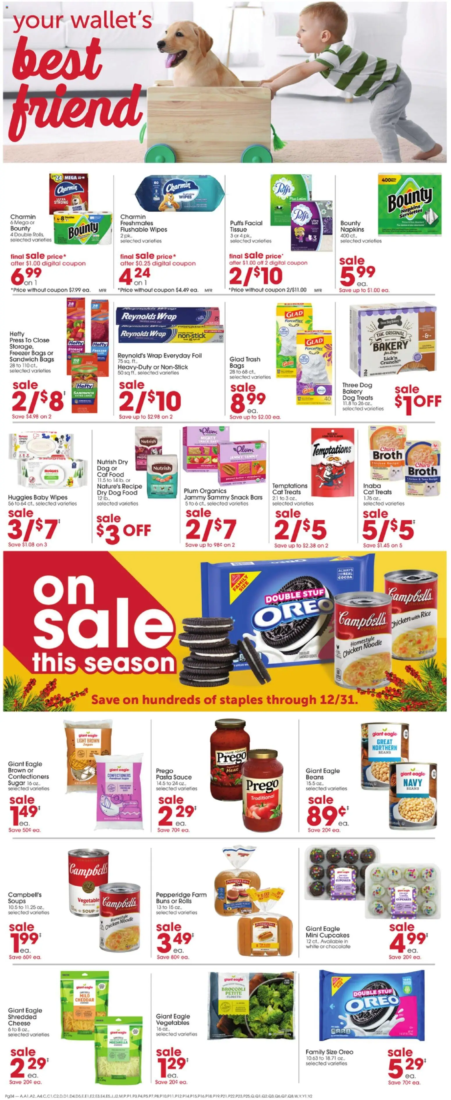 Giant Eagle Weekly Ad - valid from 11.12.2025 | Page: 4 | Products: Broccoli, Plum, Cat Food, Vegetables