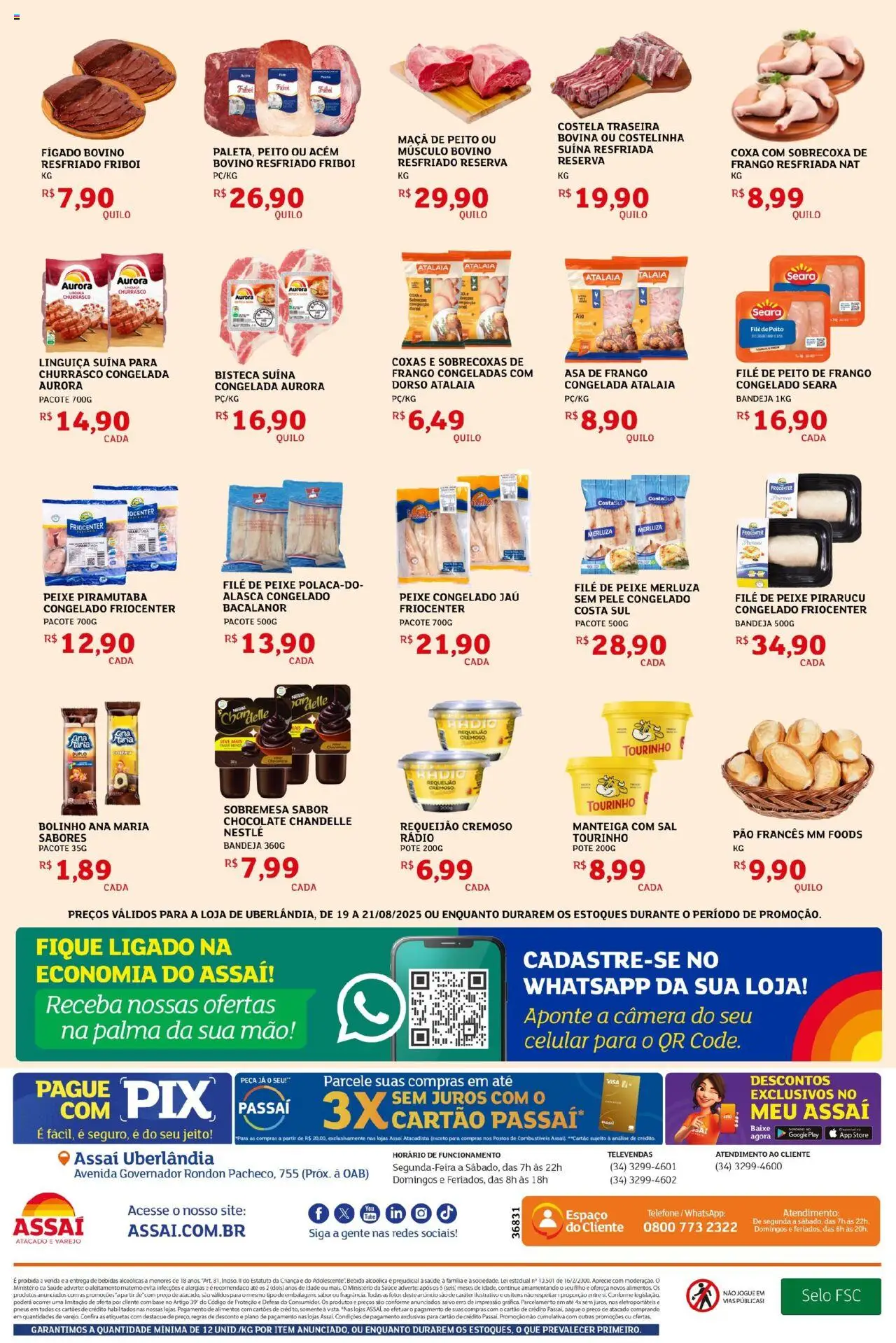 Assaí Atacadista Folheto - válido de 19.08.2025 | Página: 2 | Produtos: Peixe, Telefone, Frango, Peito de frango