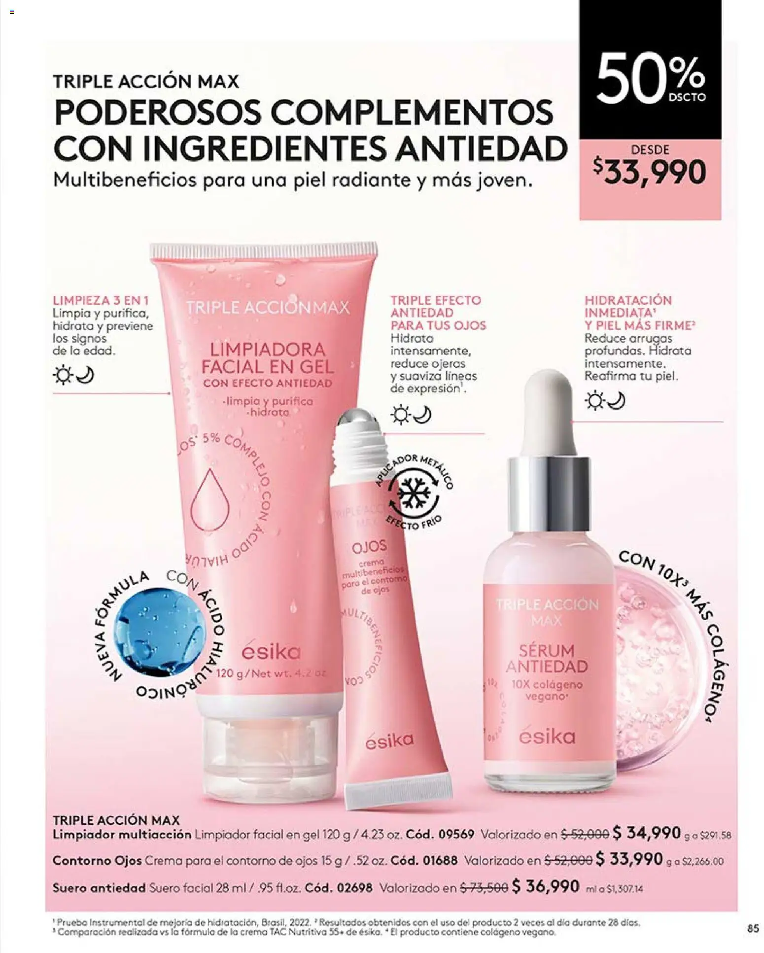Ésika revista - valida desde el 24.04.2026 | Página: 85 | Productos: Crema, Serum, Limpiador facial, Contorno