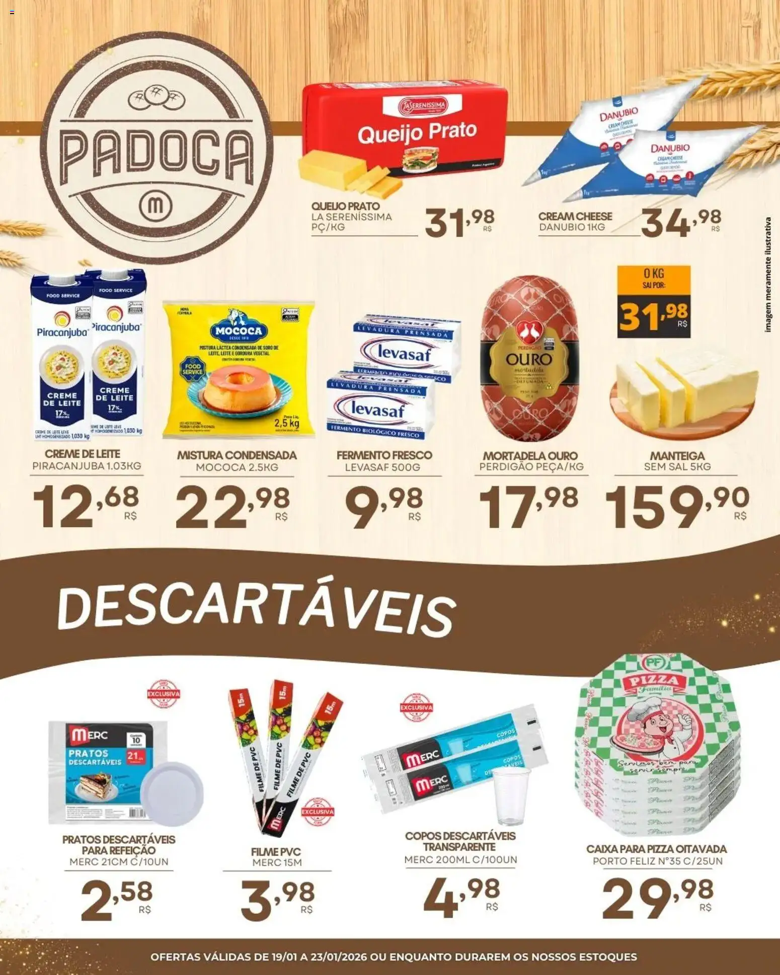 Mercadão Atacadista Folheto - válido de 19.01.2026 | Página: 3 | Produtos: Pizza, Mortadela, Cream cheese, Creme