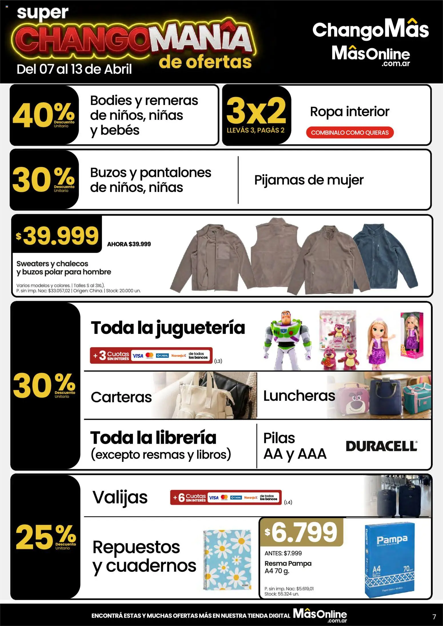 Changomas ofertas │ válido desde el 07.04.2026 | Página: 7 | Productos: Pilas, Ropa, Pantalones, Ropa interior