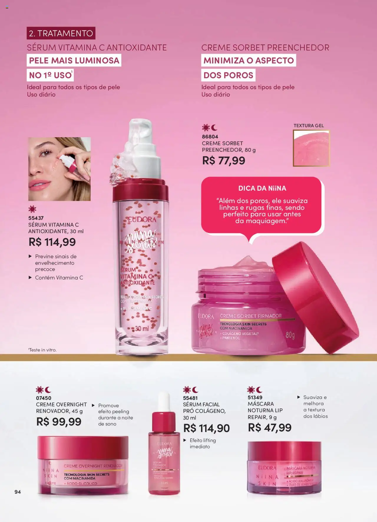 Eudora Folheto - válido de 07.10.2025 | Página: 94 | Produtos: Colágeno, Óleo, Sérum, Vitamina c