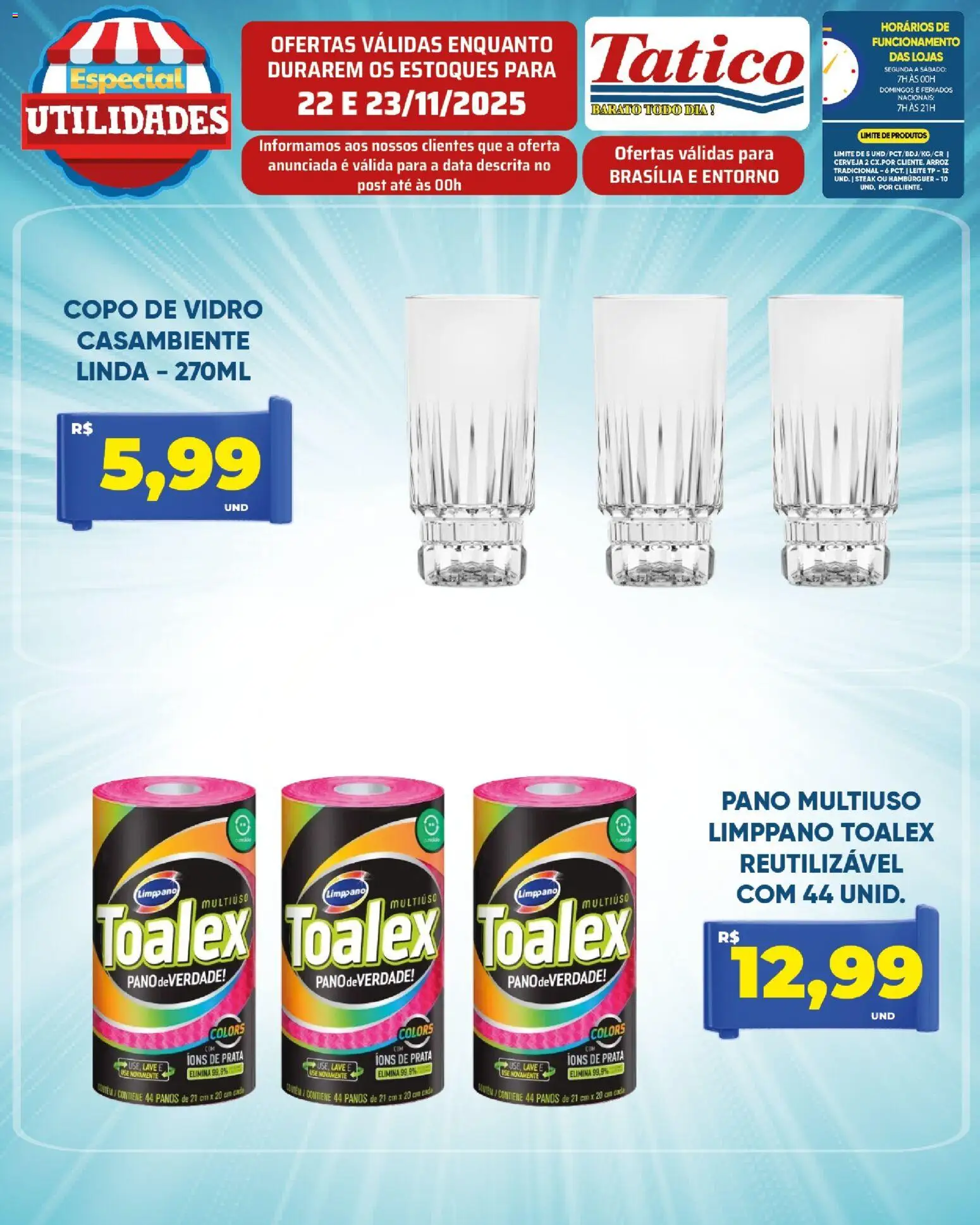 Tatico Folheto - válido de 22.11.2025 | Página: 20 | Produtos: Leite, Cerveja, Arroz, Hambúrguer