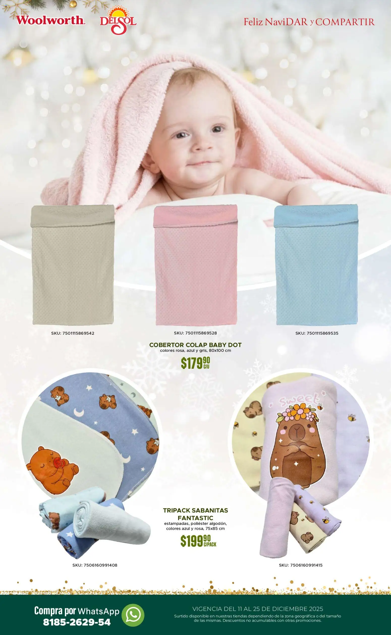 Nuevas ofertas de Del Sol y Woolworth válidas en toda la República Mexicana desde el 11.12.2025. ¡Encuentra las mejores ofertas en Del Sol y Woolworth catálogo! | Página: 45 | Productos: Cobertor