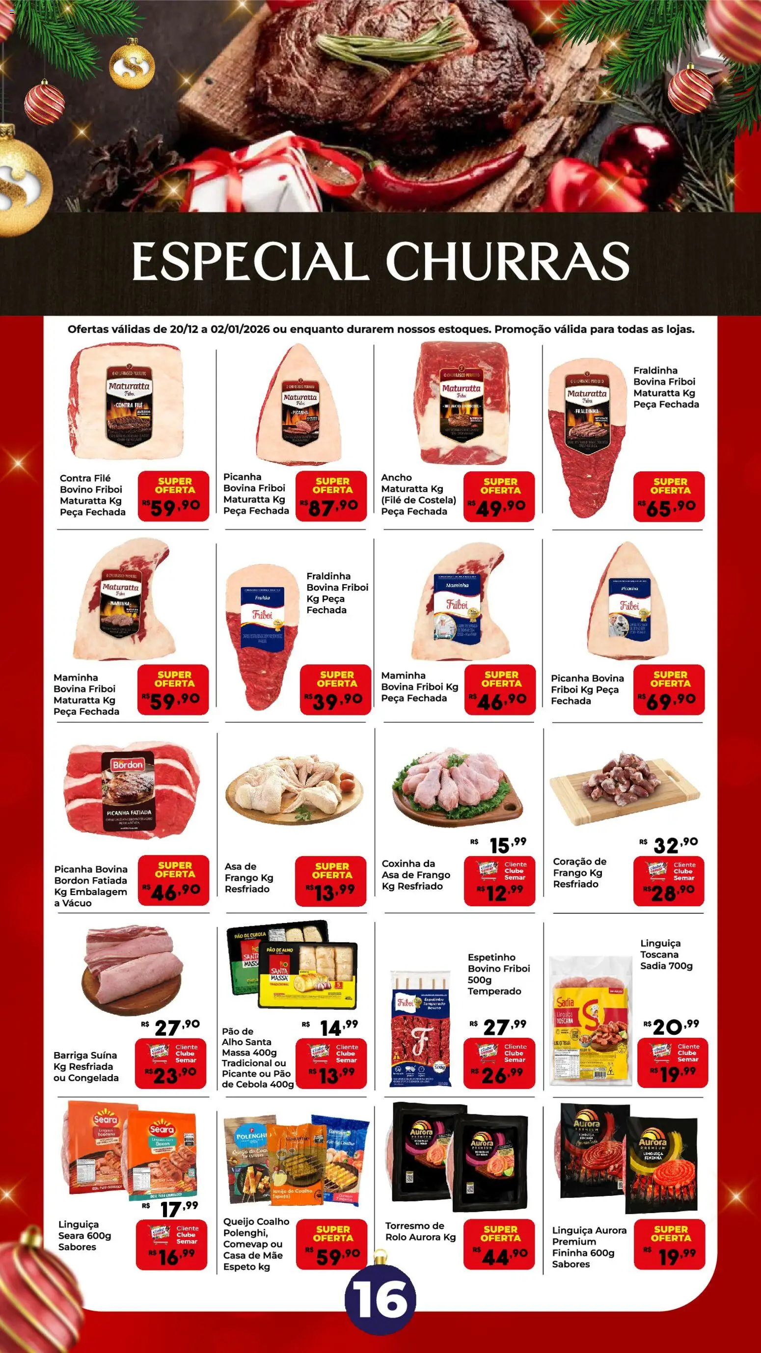 Semar Supermercado Folheto - válido de 20.12.2025 | Página: 16 | Produtos: Rolo, Maminha, Pão, Massa