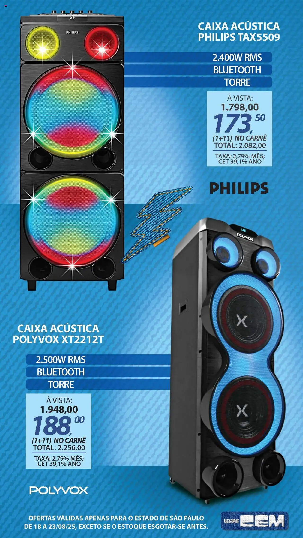 Lojas Cem Folheto - válido de 18.08.2025 | Página: 31 | Produtos: Caixa acústica, Caixa, Carne