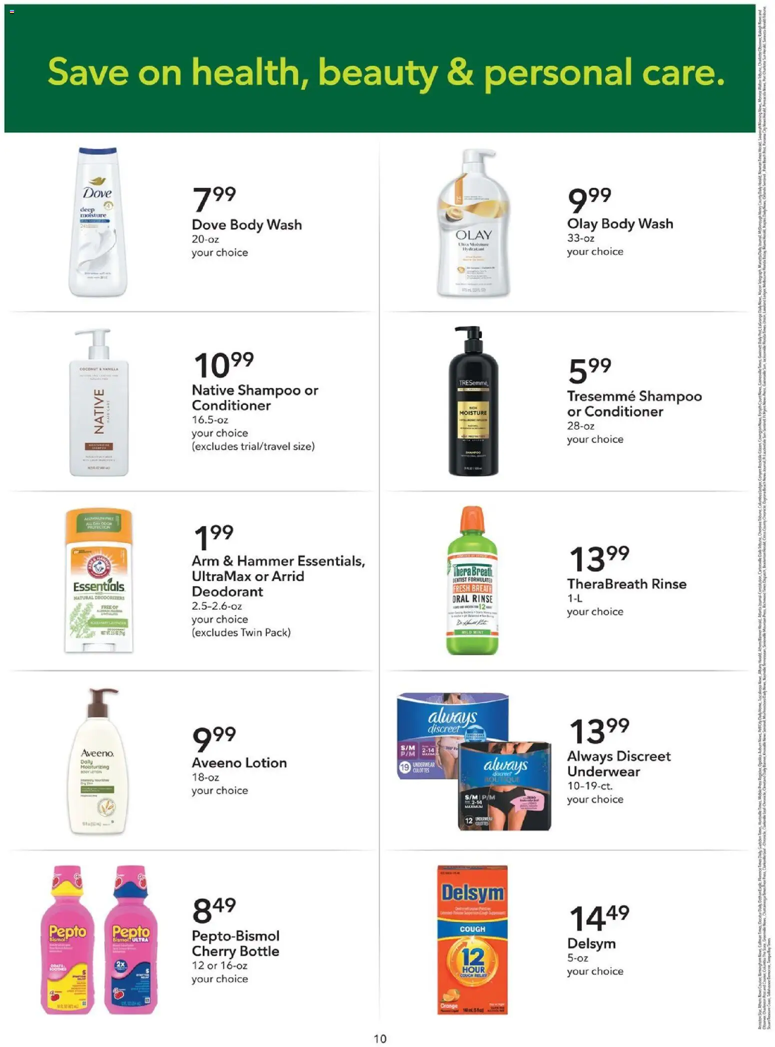 Publix Extra Savings - valid from 15.11.2025 | Page: 10 | Products: Couch, Shampoo, Conditioner, Deodorant