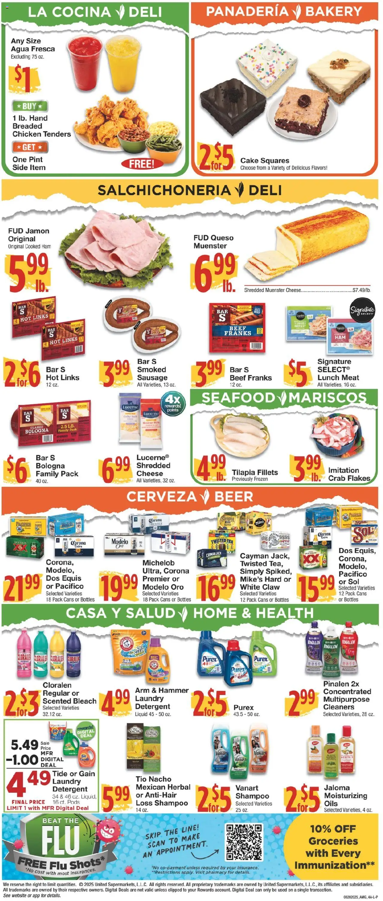 United Supermarkets Ad - valid from 19.08.2025 | Page: 4 | Products: Bakery, Shampoo, Hammer, Beef