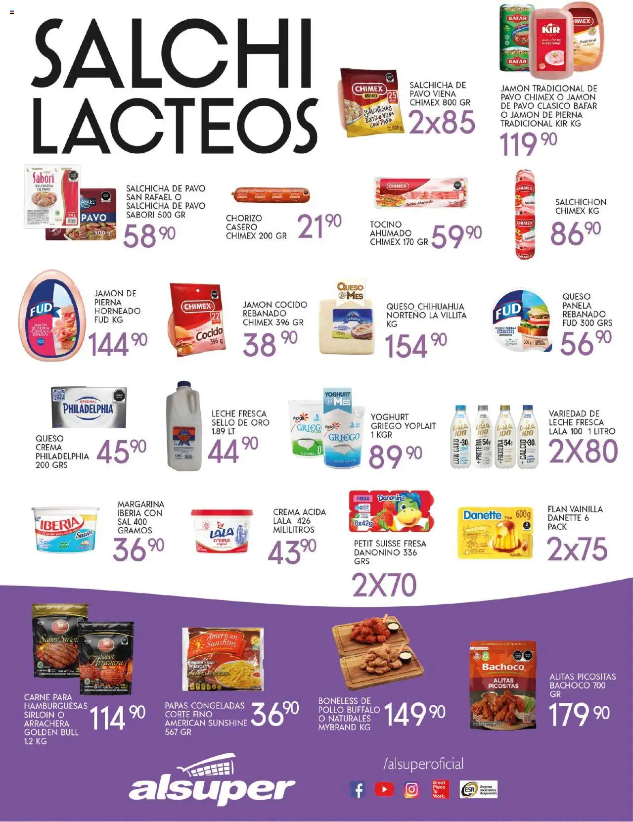 Nuevas ofertas de Alsuper válidas en toda la República Mexicana desde el 26.09.2025. ¡Encuentra las mejores ofertas en Alsuper - Folleto Chihuahua Capital! | Página: 3 | Productos: Tocino, Salchicha, Crema, Jamón