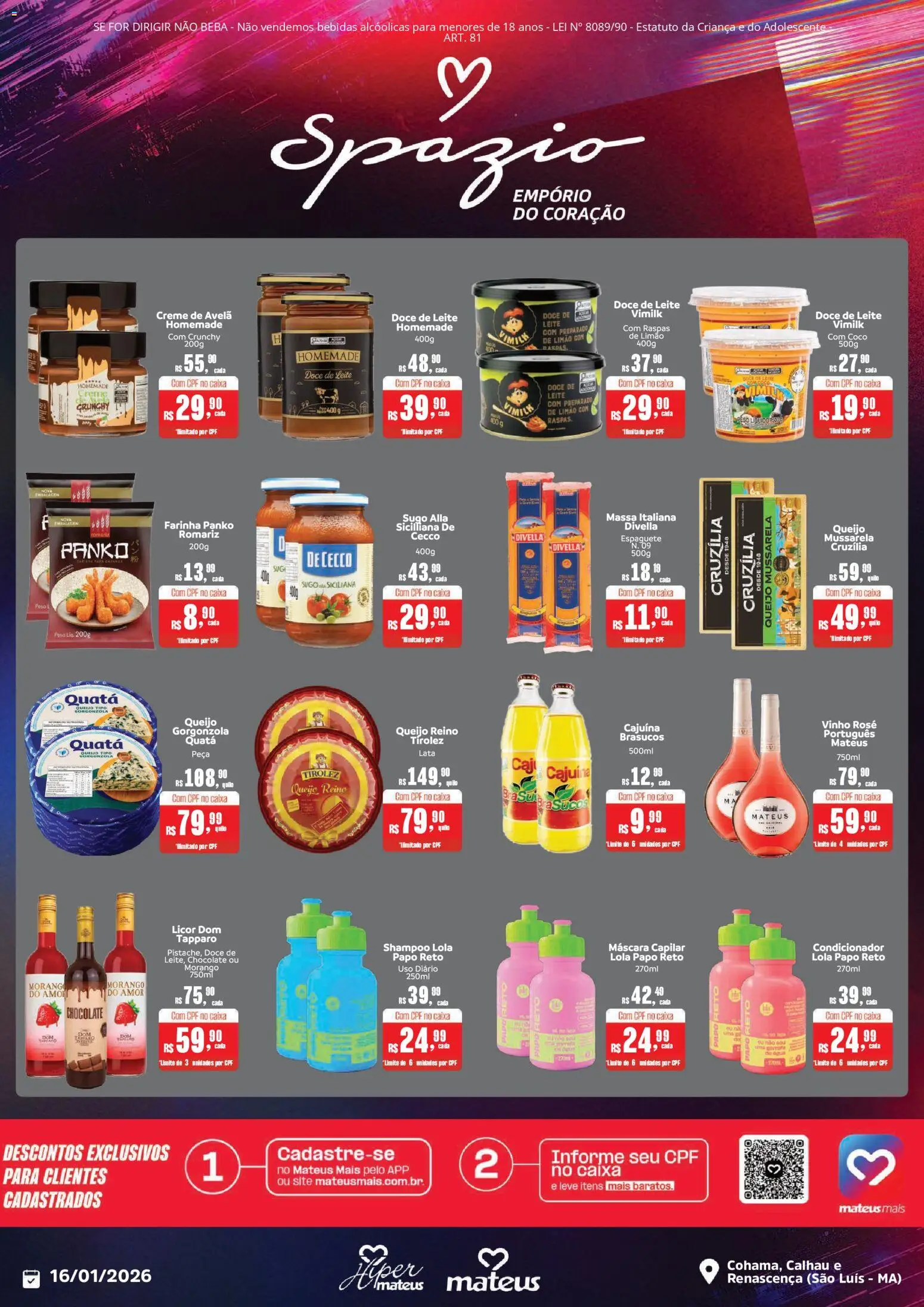 Mateus Folheto - válido de 16.01.2026 | Página: 15 | Produtos: Coco, Chocolate, Vinho, Creme de avelã