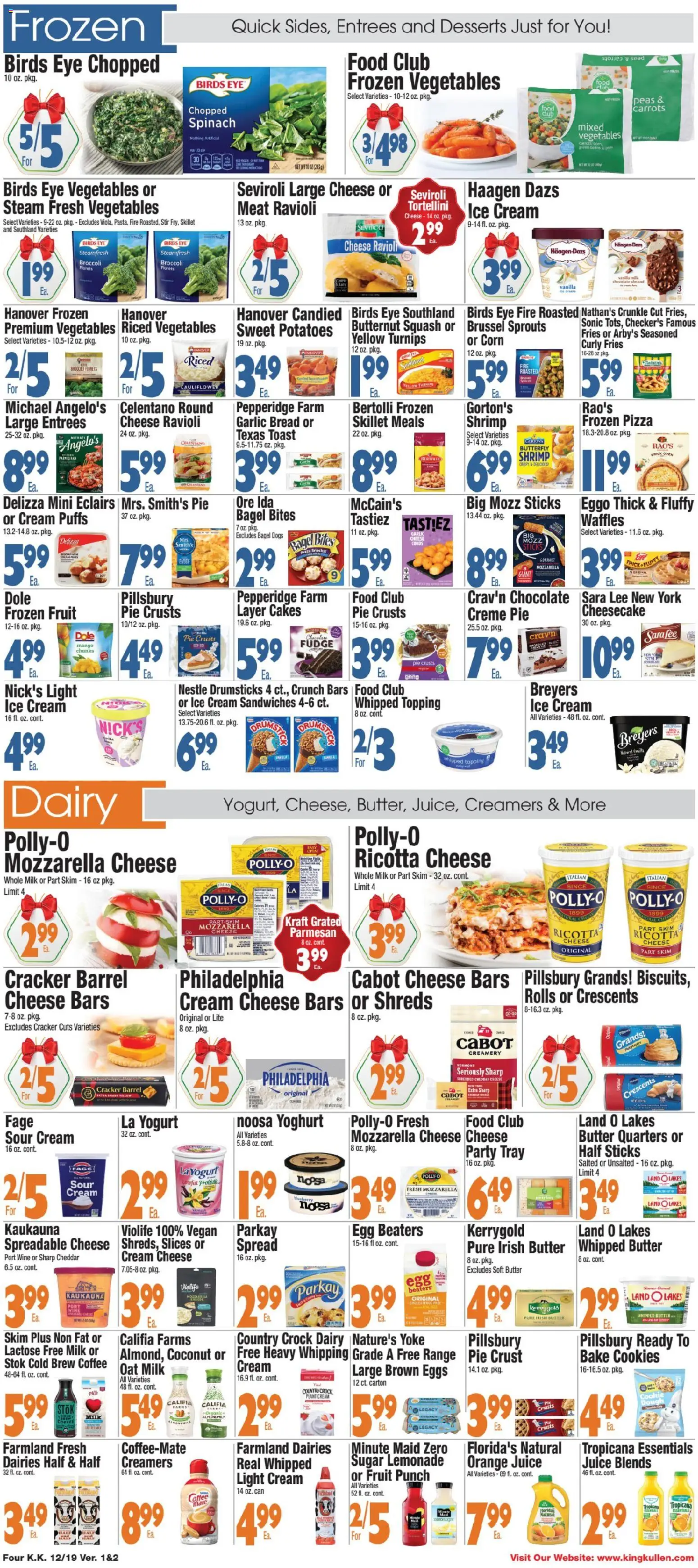 King Kullen Weekly Ad - valid from 18.12.2025 | Page: 4 | Products: Cheese, Sour cream, Ice cream, Cheesecake