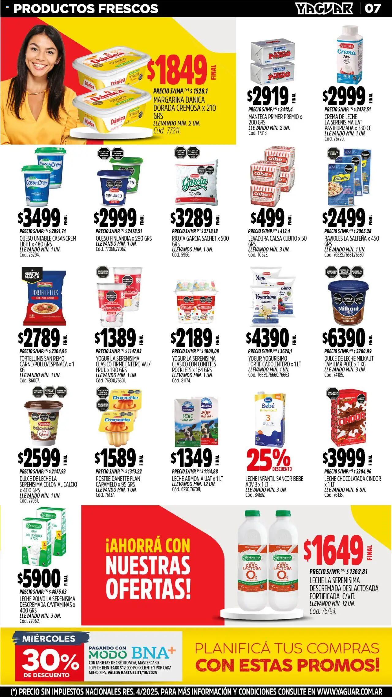 Yaguar - Mar del Plata │ válido desde el 20.10.2025 | Página: 6 | Productos: Crema de leche, Leche, Manteca, Yogur