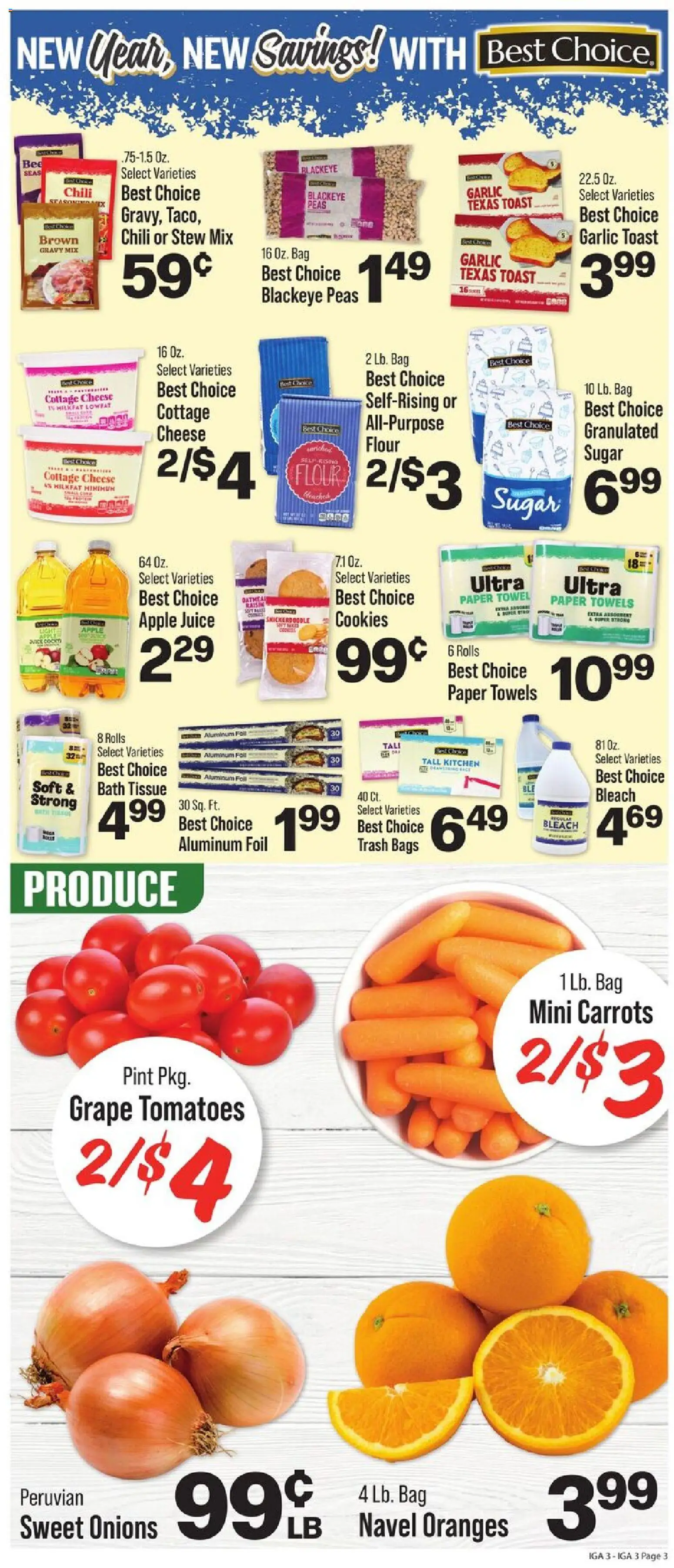 IGA Weekly Ad - valid from 31.12.2025 | Page: 3 | Products: Bath, Cheese, Tomatoes, Cookies