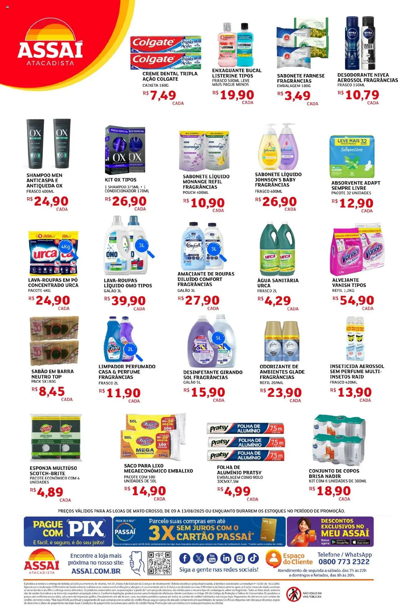 Assaí Atacadista Folheto - válido de 09.08.2025 | Página: 4 | Produtos: Alvejante, Enxaguante bucal, Sabonete, Sempre Livre