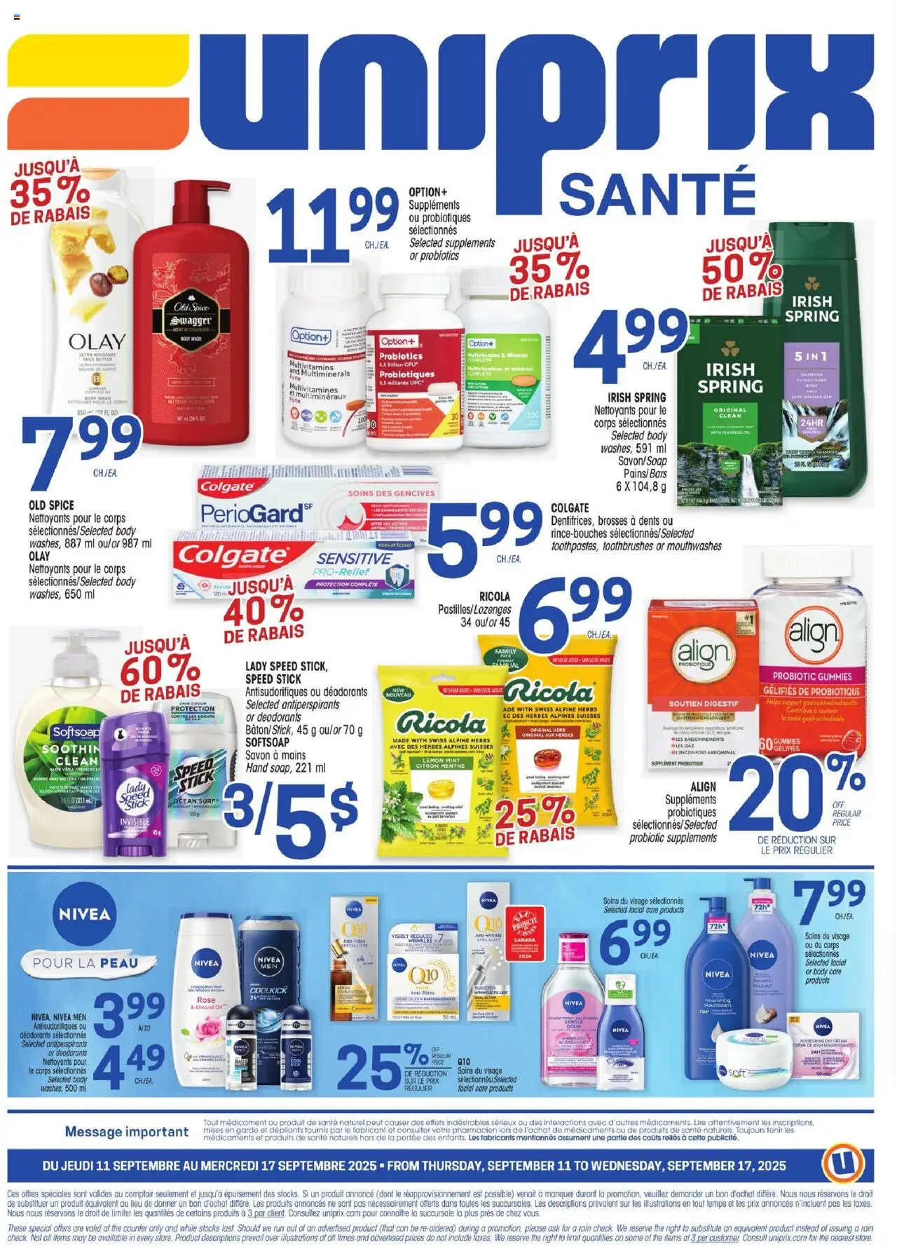 Uniprix flyer valid from 11.09.2025 | Page: 4 | Products: Cream, Body wash, Butter, Oil