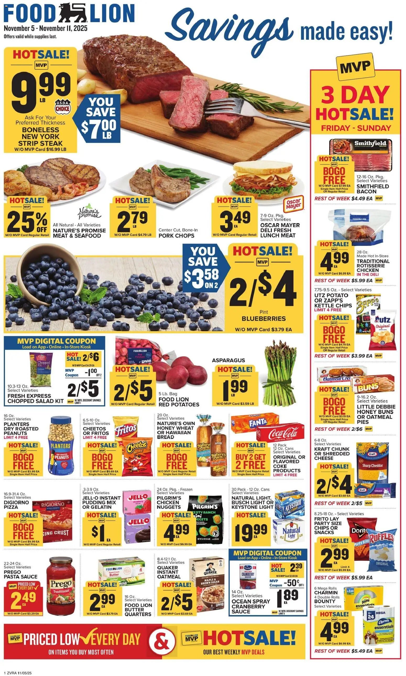 Food Lion Weekly Ad - valid from 05.11.2025 | Page: 1 | Products: Butter, Chips, Sauce, Sugar