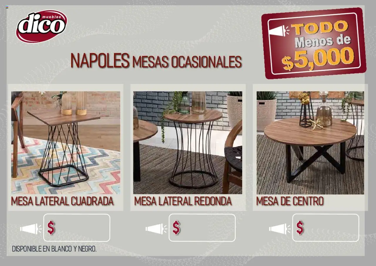 Nuevas ofertas de Muebles Dico válidas en toda la República Mexicana desde el 12.02.2025. ¡Encuentra las mejores ofertas en Muebles Dico catálogo Todo Menos! | Página: 36 | Productos: Mesa de centro, Mesa