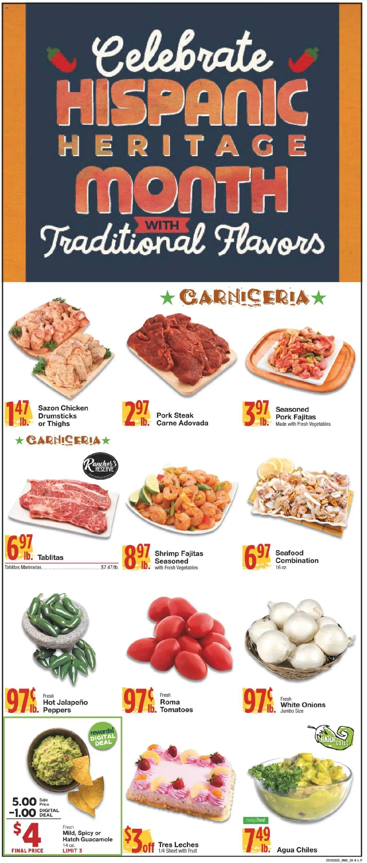 United Supermarkets Ad - valid from 09.09.2025 | Page: 2 | Products: Pork, Tomatoes, Seafood, Sheet